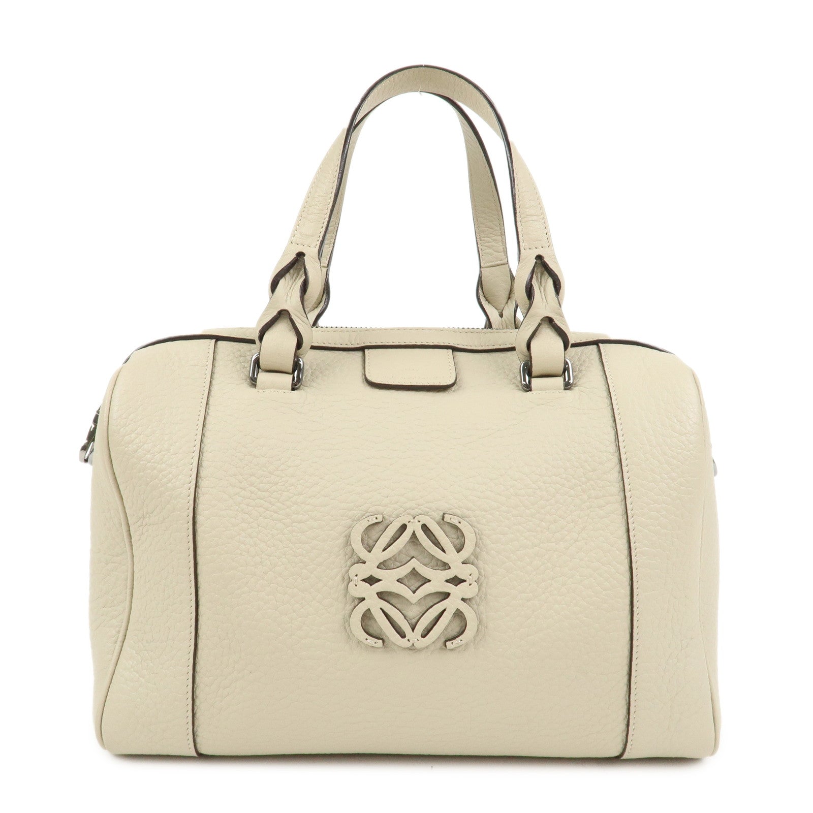 LOEWE Anagram Leather 2Way Bag Shoulder Bag Hand Bag Ivory