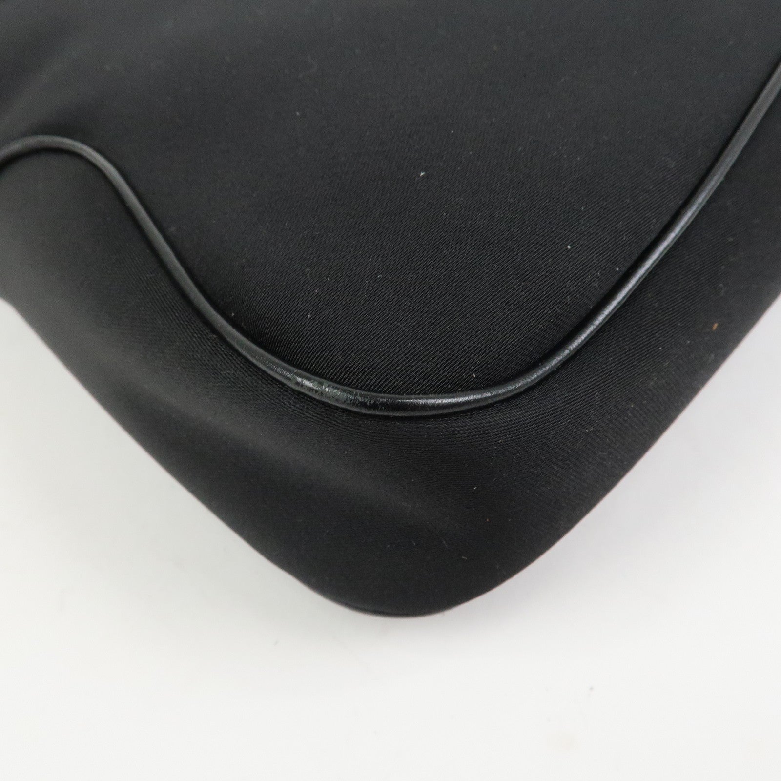 Ferragamo Logo Nylon Canvas Leather Shoulder Bag Hand Bag Black