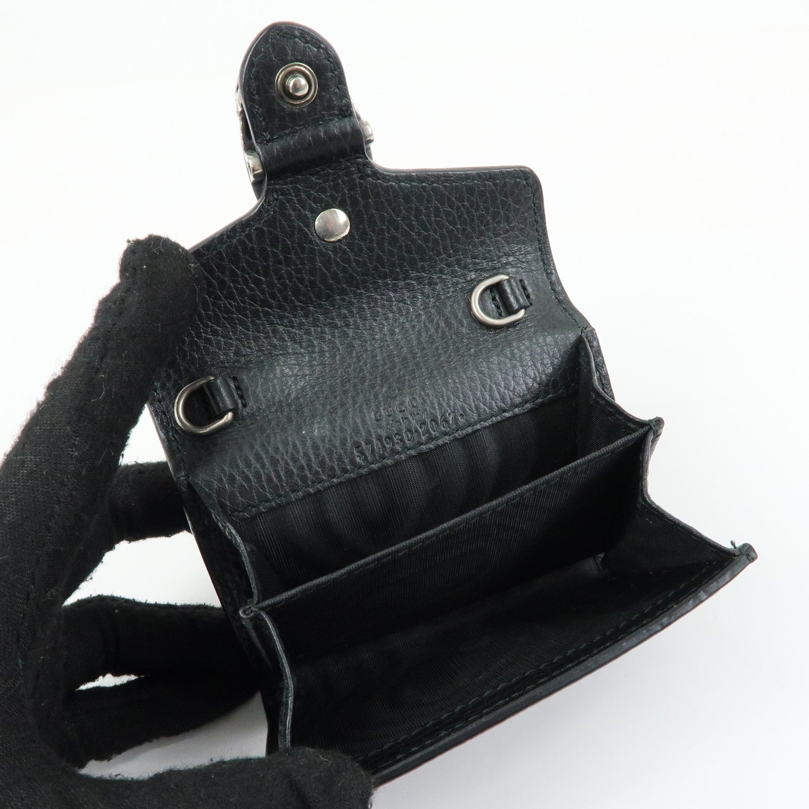 GUCCI Dionysus Leather Compact Wallet Coin Case Black 574930