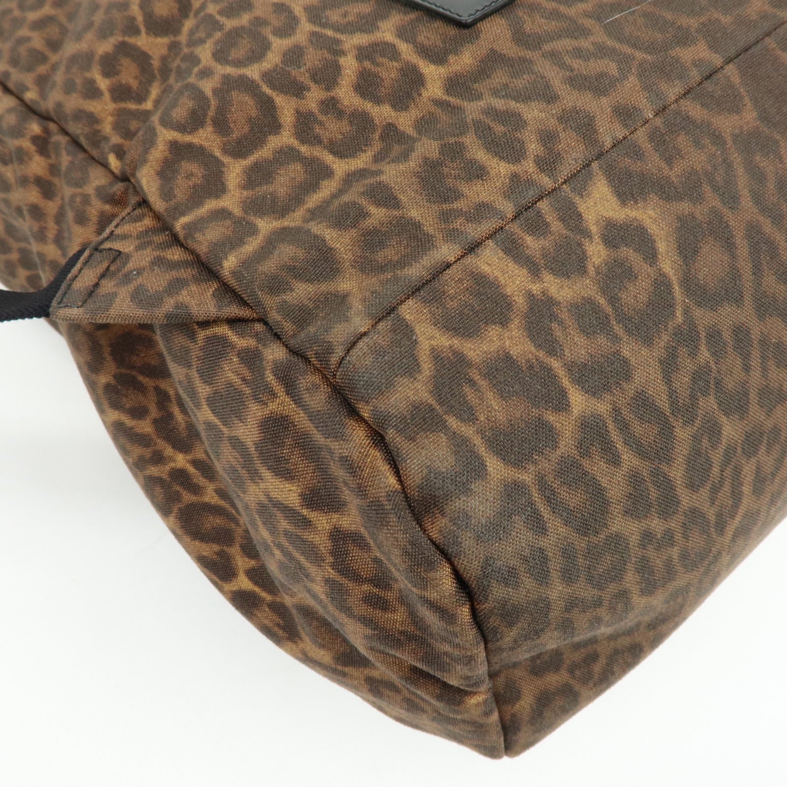 SAINT LAURENT PARIS Canvas Leather Backpack Leopard Brown 342609