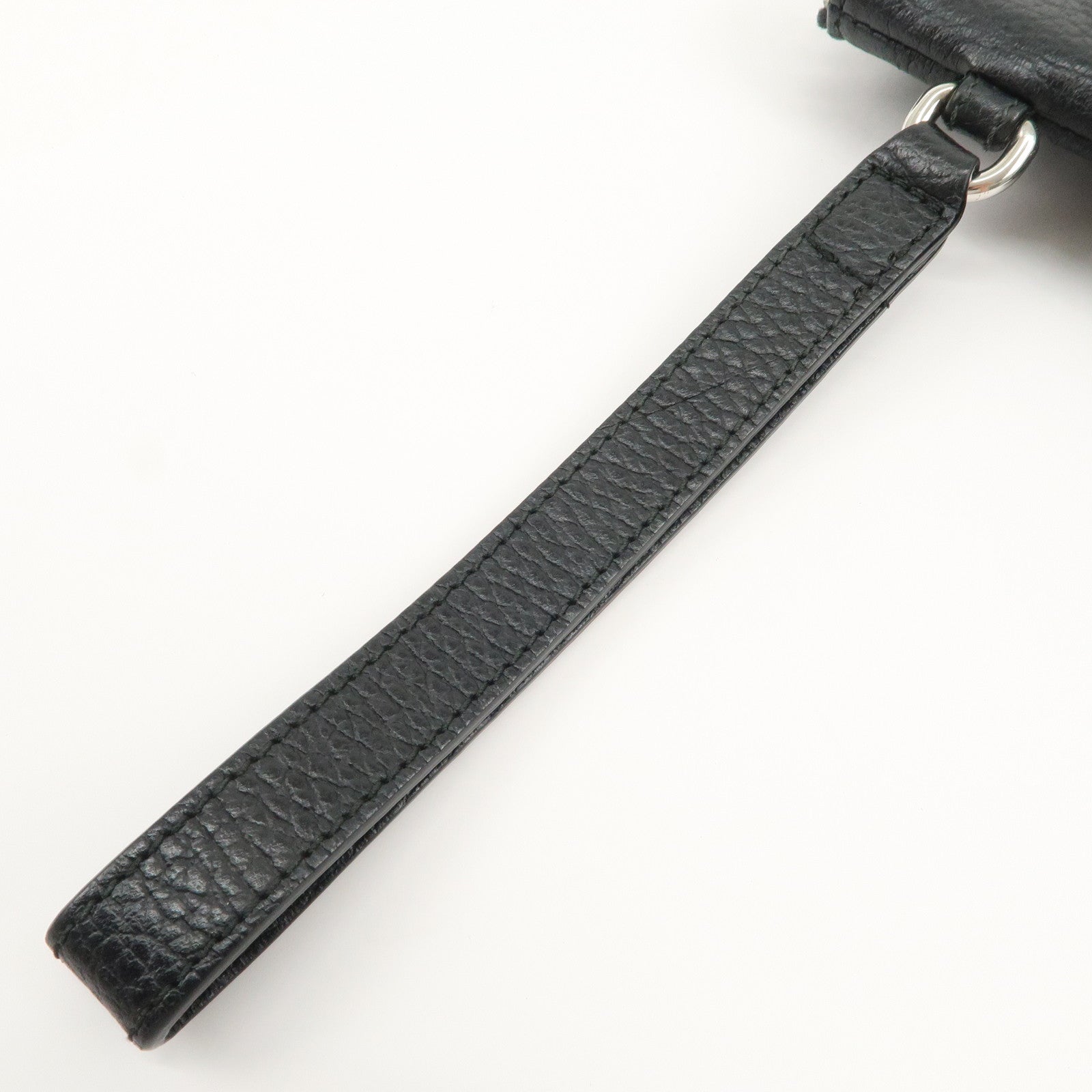 GUCCI Leather Clutch Bag Pouch Black Silver Hardware 546532 Used