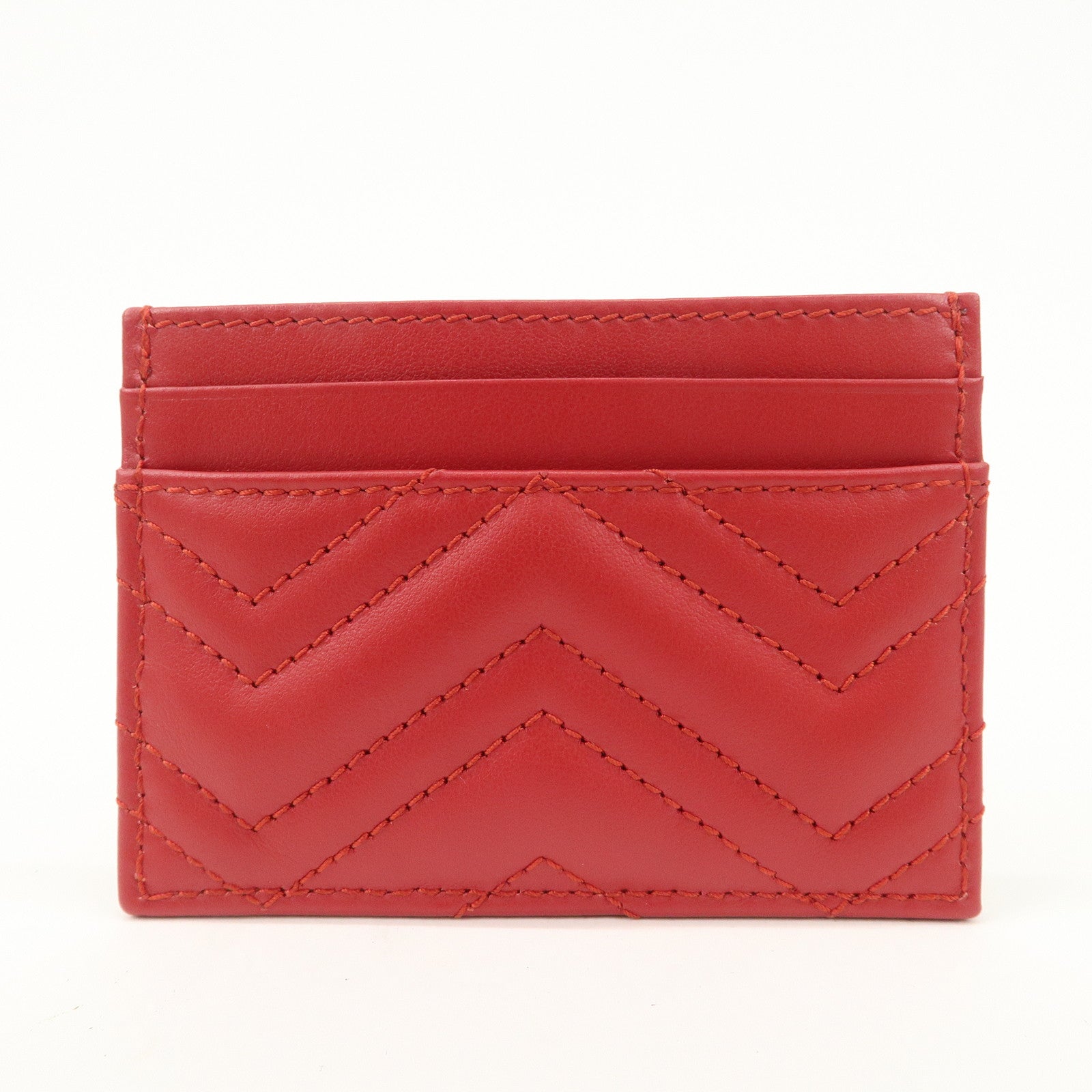 GUCCI GG Marmont Leather Card Case Red Gold Hardware 443127