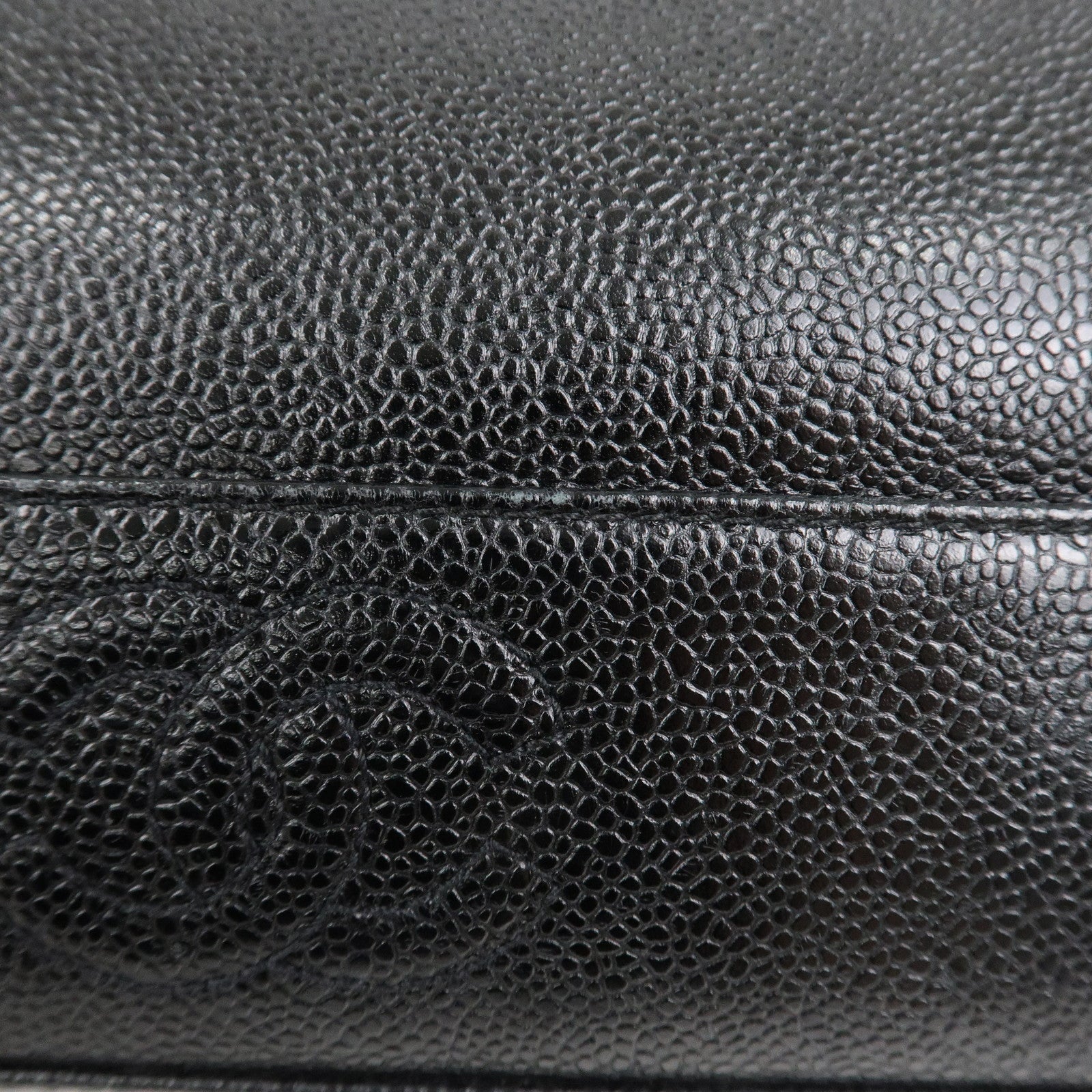 CHANEL Triple COCO Mark Caviarskin Chain Shoulder Bag Black