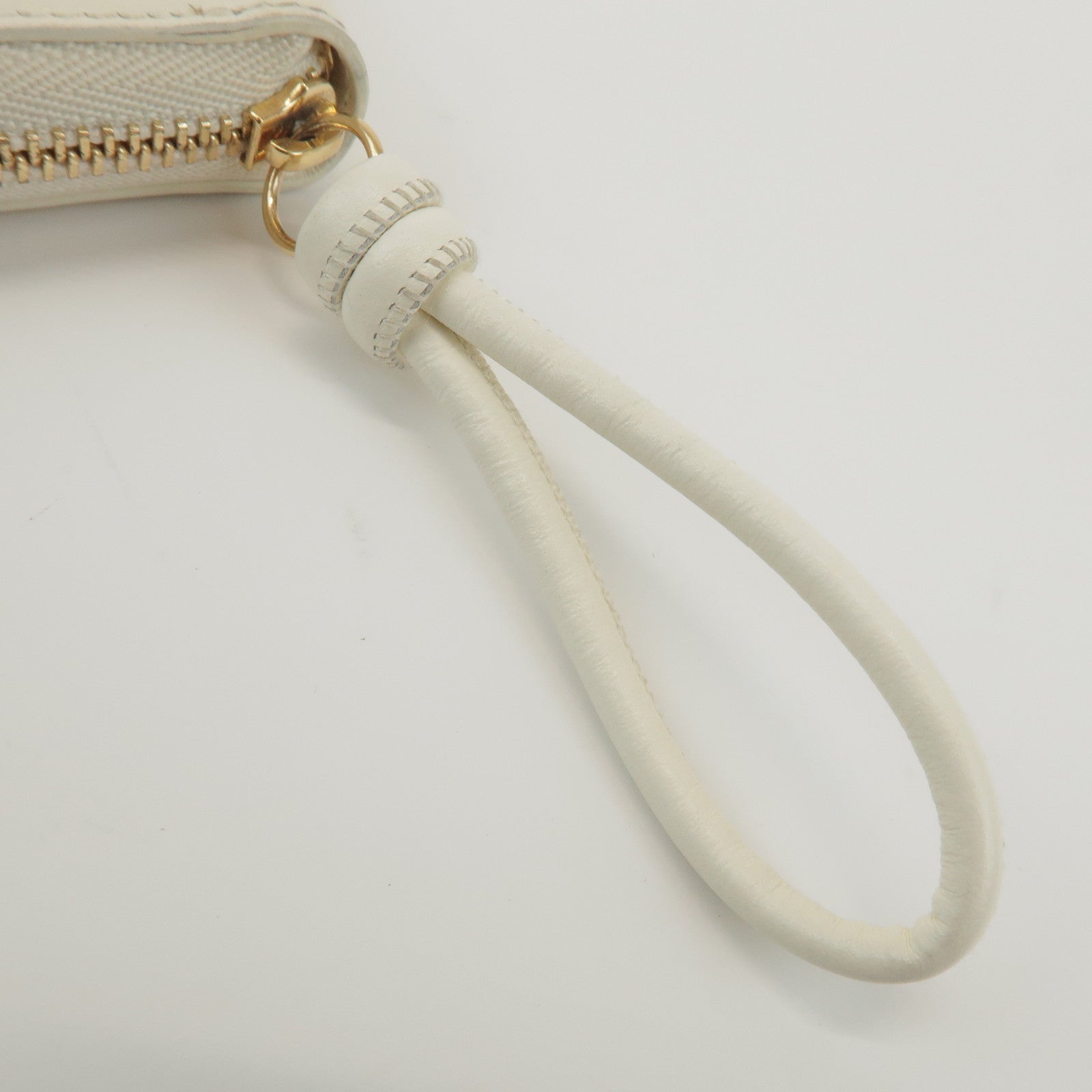 JIL SANDER Logo Leather Round Zippy Coin Case Coin Wallet Ivory