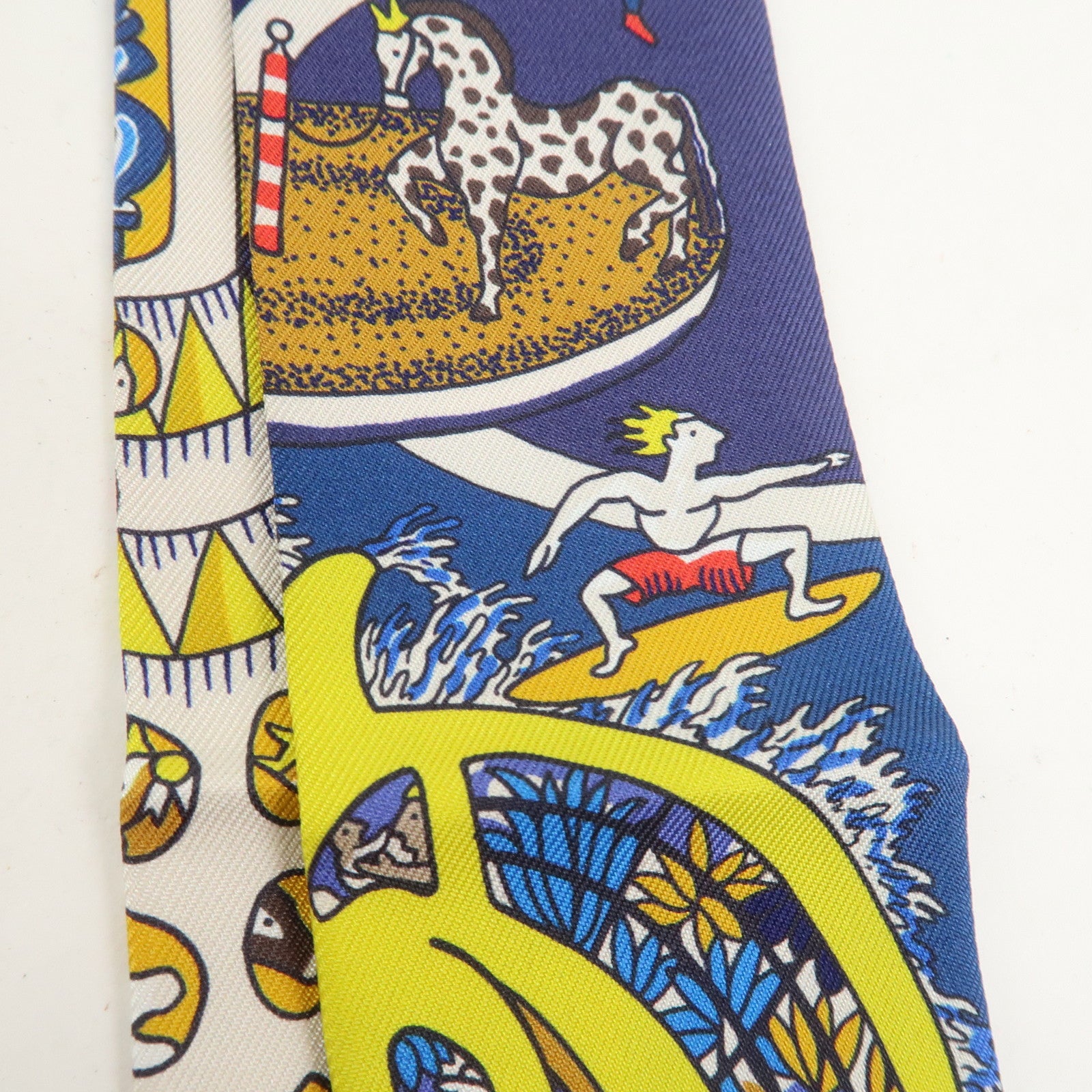 HERMES Twilly Silk 100% Scarf Exposition Universelle Multicolor