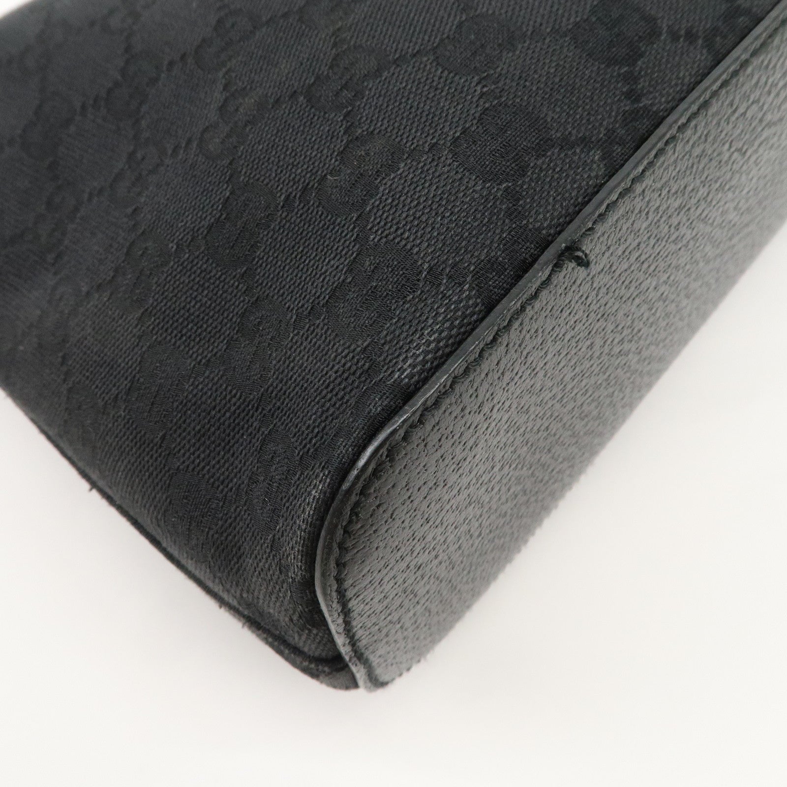 GUCCI GG Canvas Leather Shoulder Bag Hand Bag Black 115003 Used