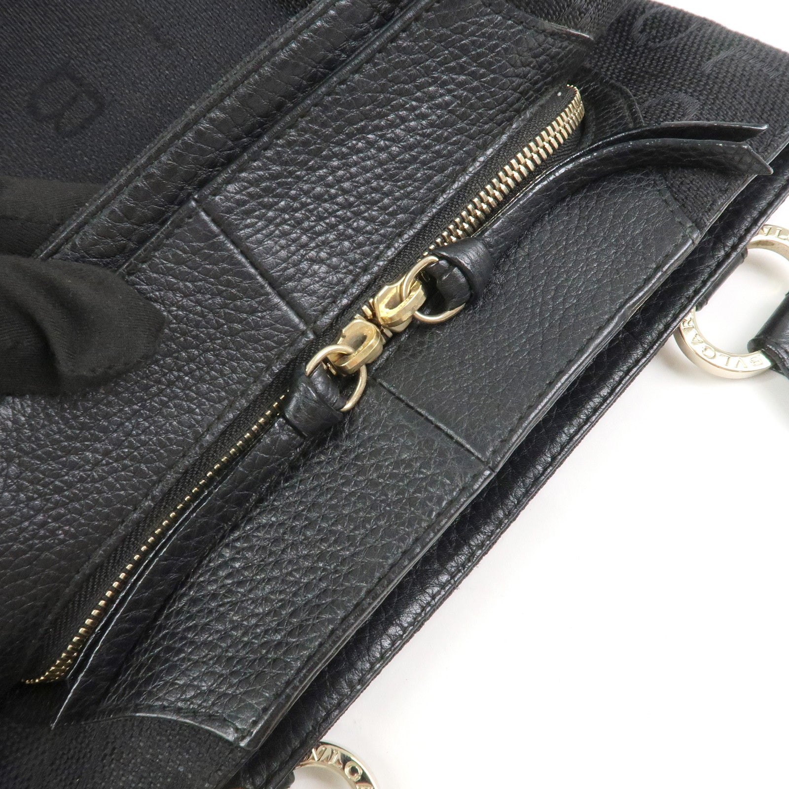 BVLGARI Logo Mania Canvas Leather 2Way Bag Shoulder Bag Black