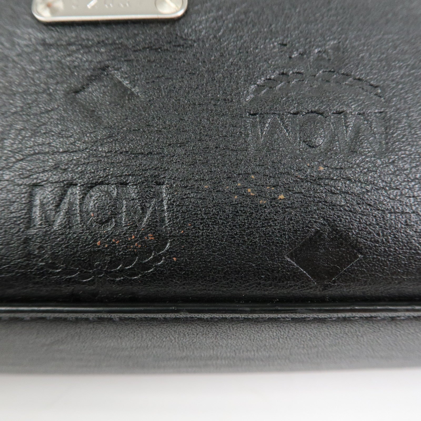 MCM Visetos Embossed Leather Shoulder Bag Crossbody Bag Black