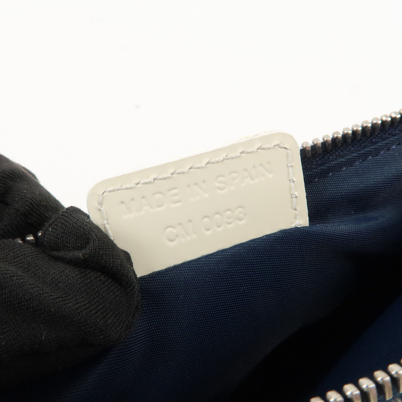 Christian Dior Trotter Jacquard Leather Saddle Bag Mini Navy White Used