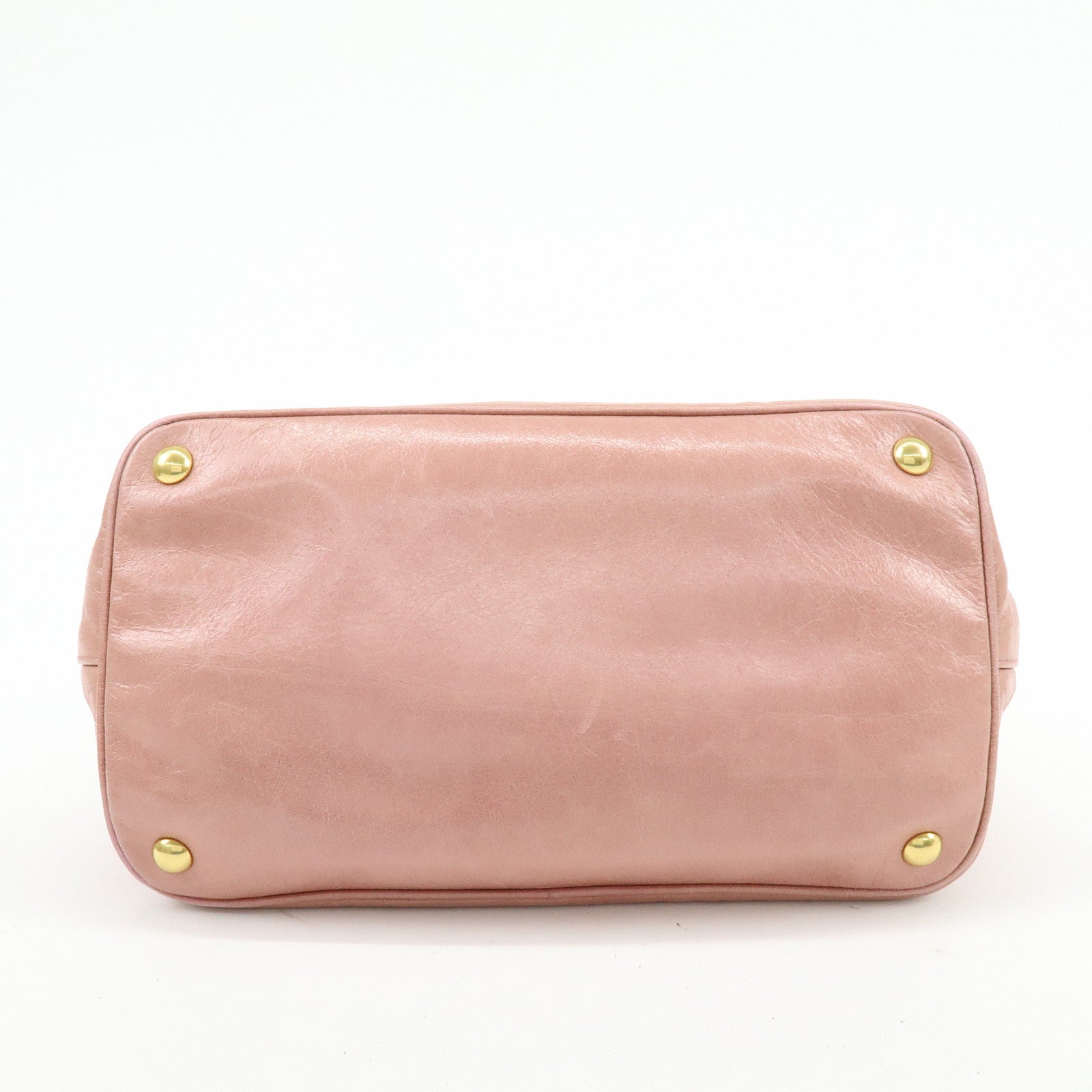 MIU MIU Logo Leather Hand Bag Tote Bag Pink RN1098