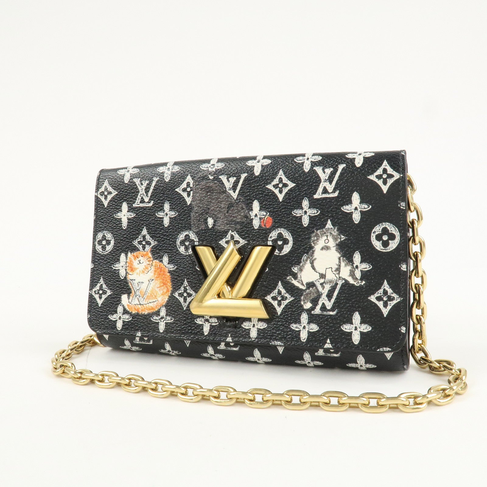 Louis Vuitton Catgram Portefeuille Chain Wallet Bag M63888 Used