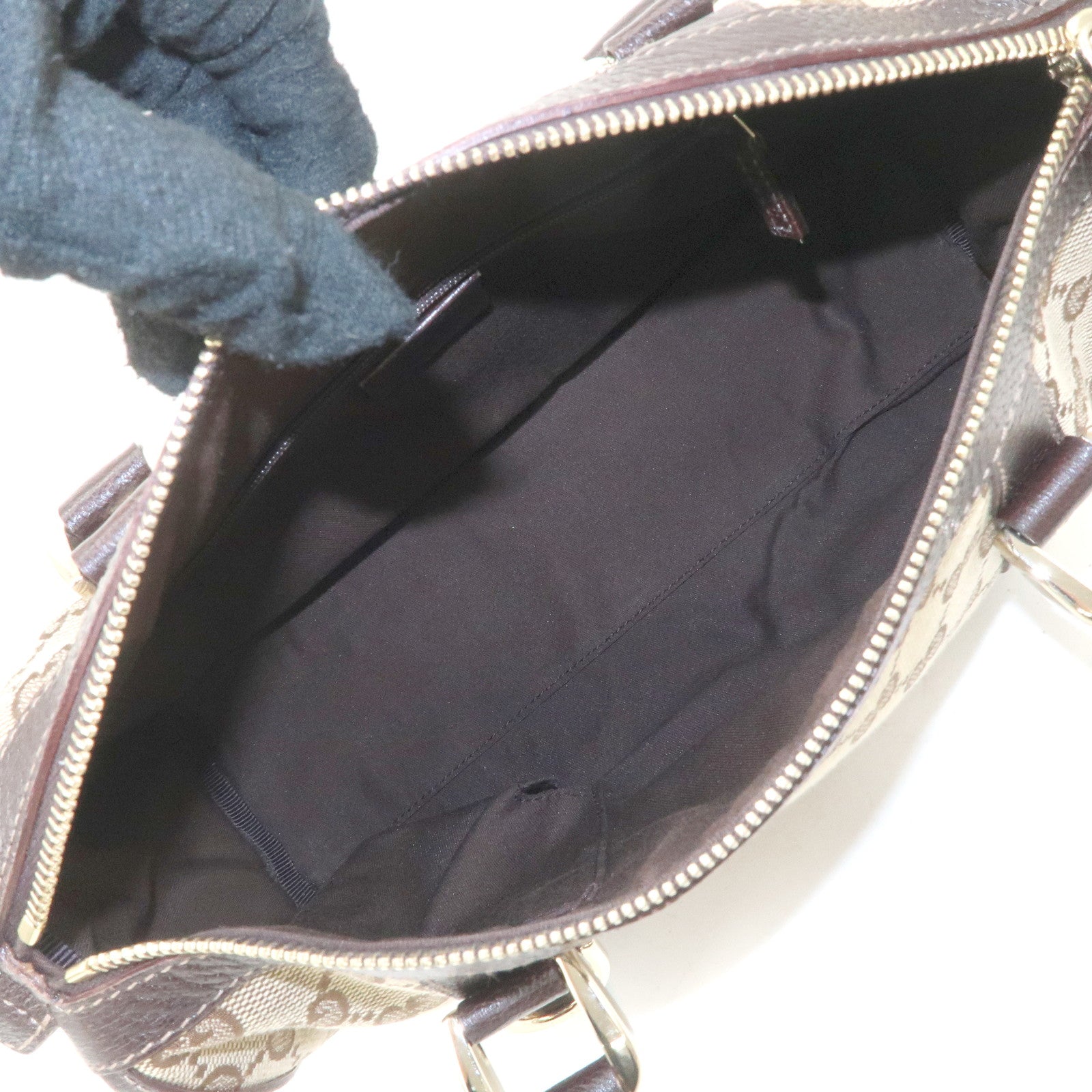 GUCCI Abbey GG Canvas Leather Mini Boston Bag Beige Brown 130942 Used