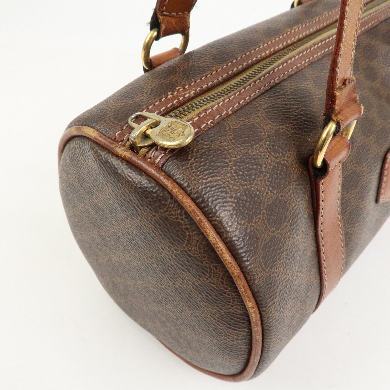 CELINE Macadam PVC Leather Hand Bag Shoulder Bag Brown