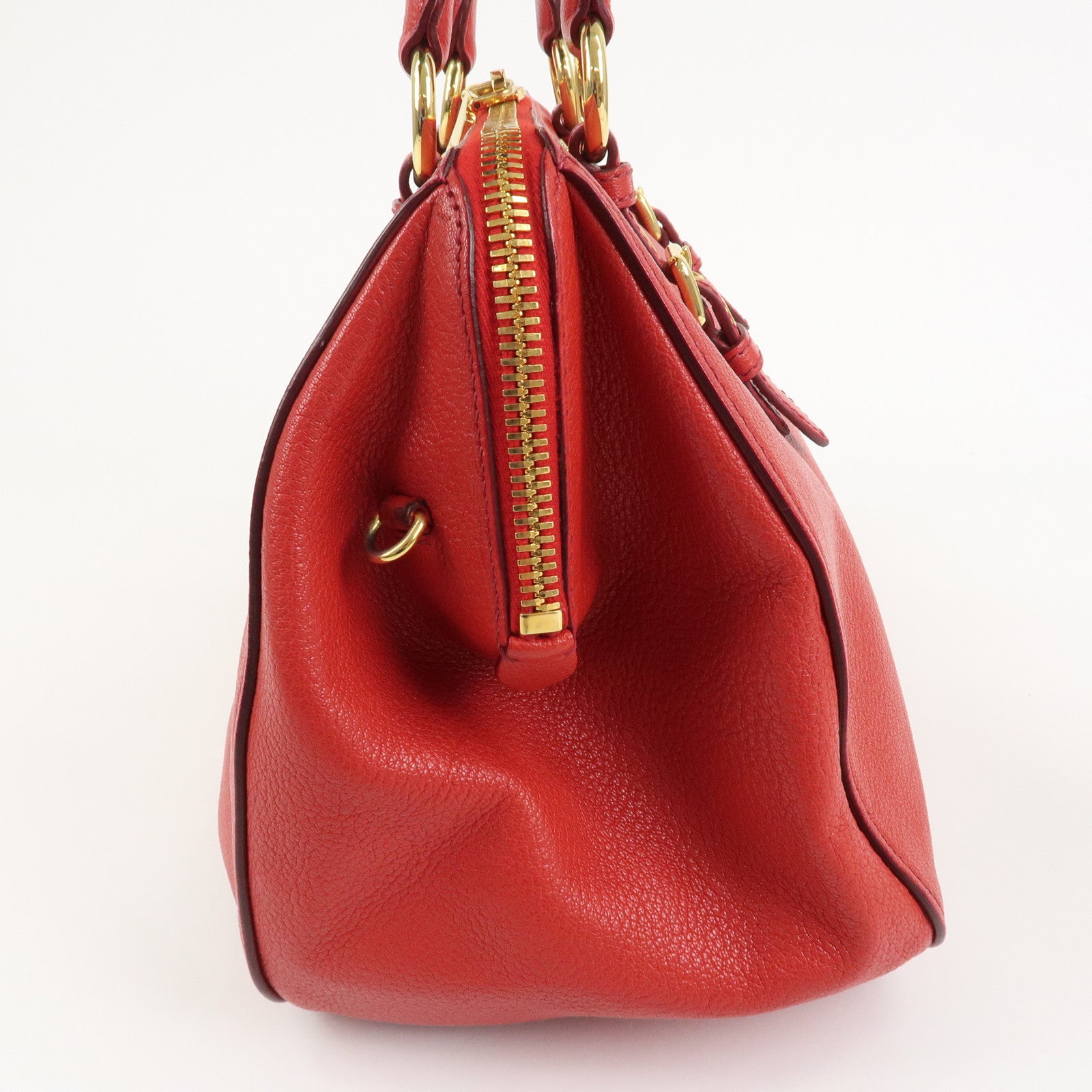 MIU MIU Logo Leather 2Way Bag Hand Bag Shoulder Bag Red RL0060