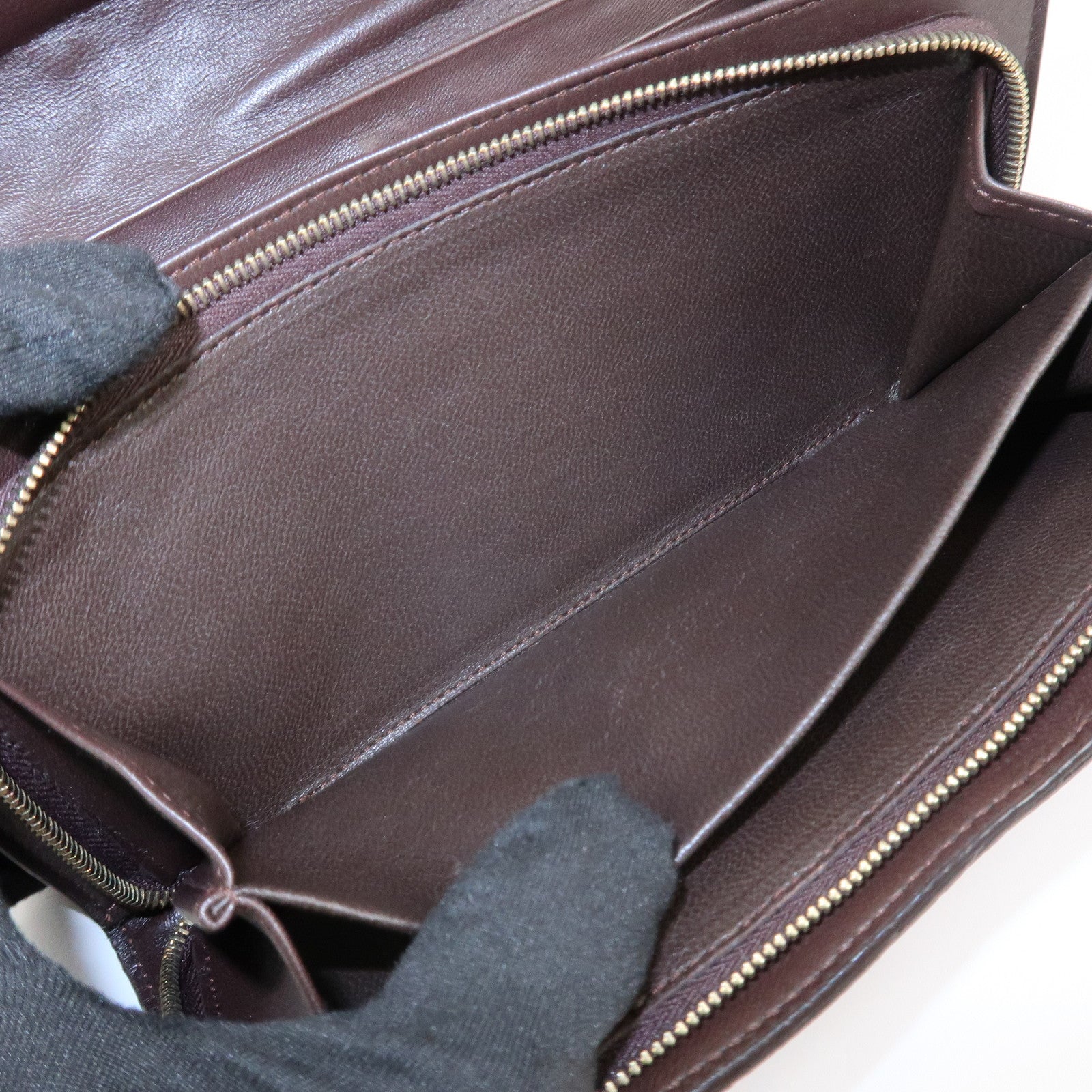 BOTTEGA VENETA Intrecciato Leather Long Wallet Brown Used