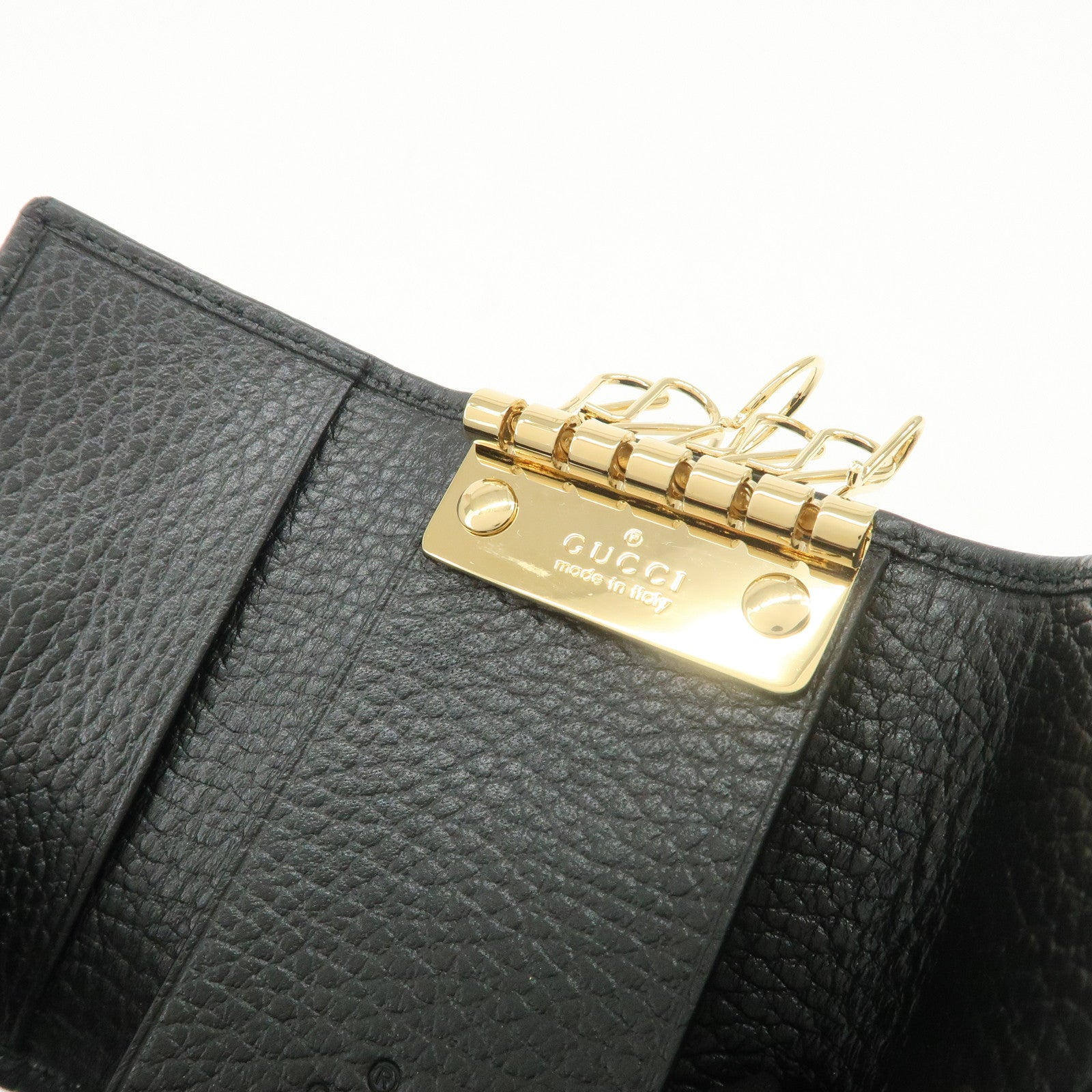 GUCCI GG Marmont Calf Leather 6 Rings Key Case Black 456118