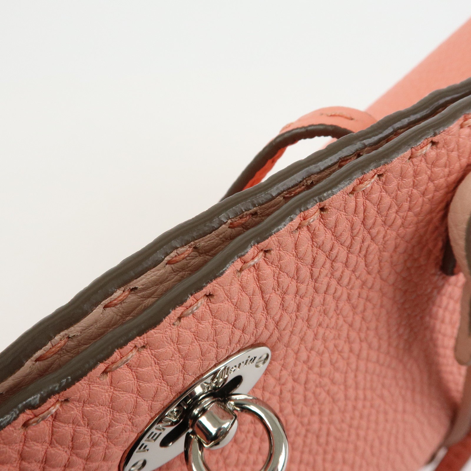 FENDI Selleria Carla Leather Tote Bag Shoulder Bag Pink 8BH257