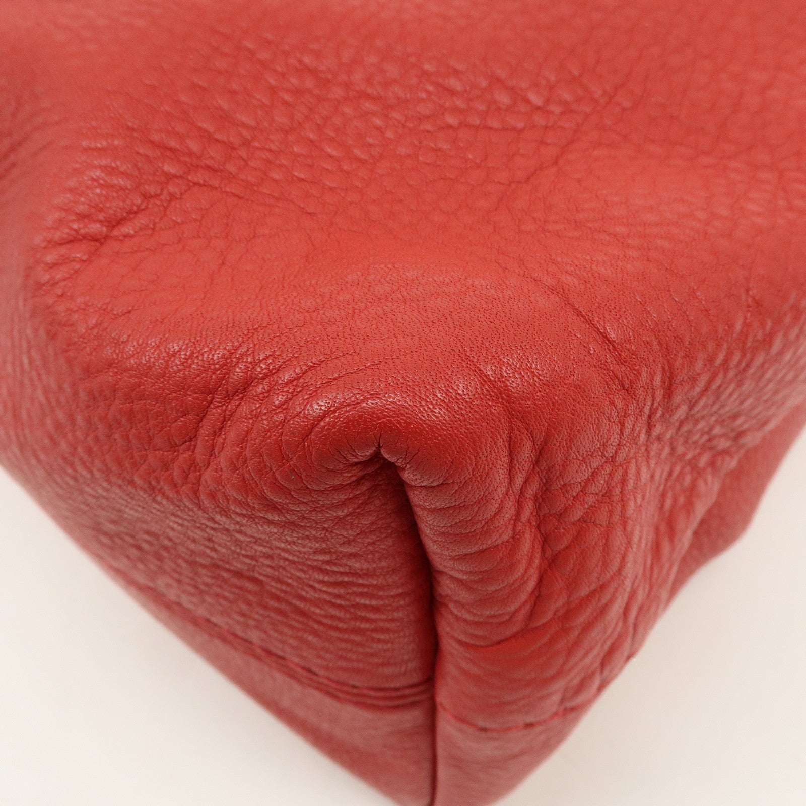 PRADA Vitello Daino Leather 2Way Tote Bag Shoulder Bag Red BR4617