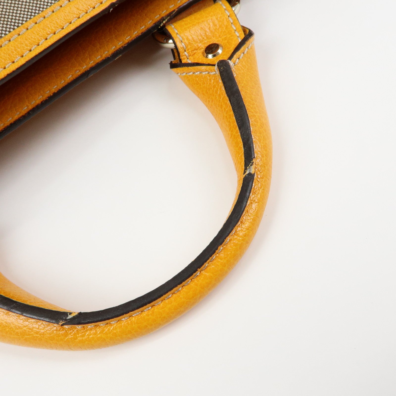 CELINE Leather Canvas Boogie Bag Hand Bag Yellow Gray