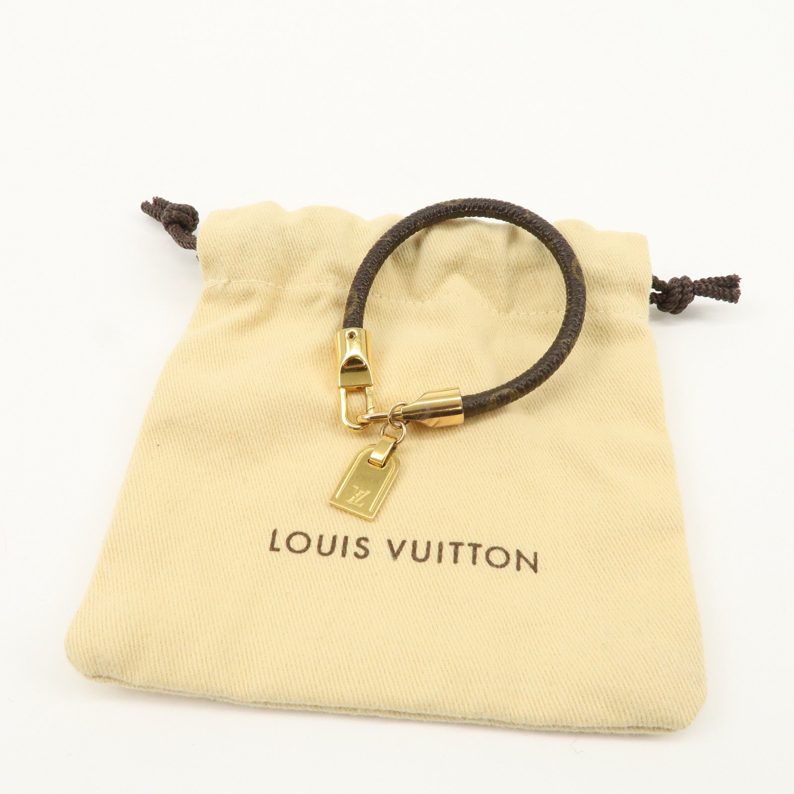 Louis Vuitton Monogram Bracelet Lock It Brown M6605E Used
