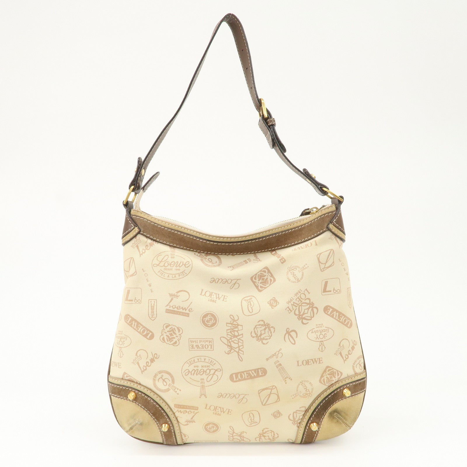 LOEWE Anagram Canvas Suede Leather Shoulder Bag 160th Anniverssary
