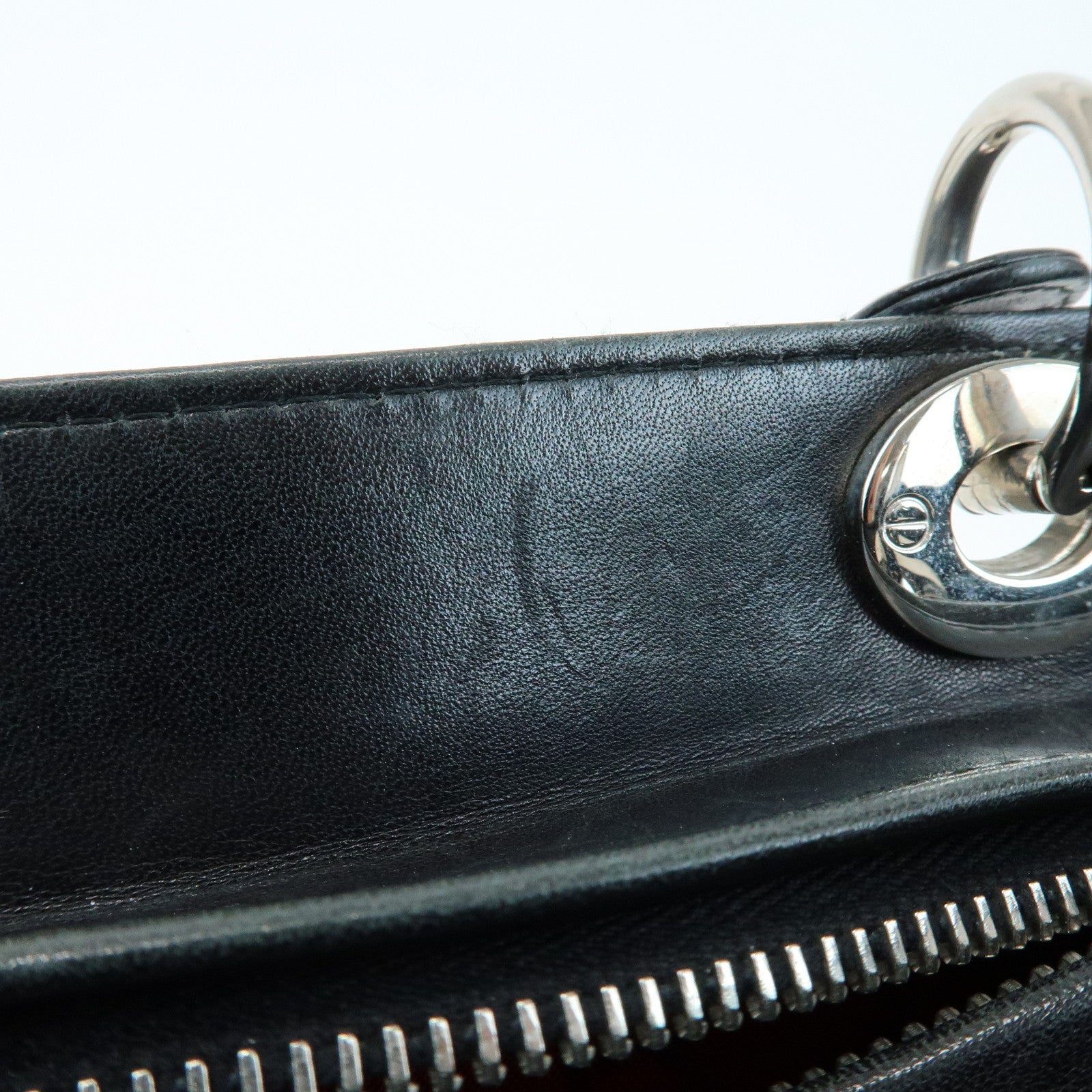Christian Dior Cannage Leather Tote Bag Hand Bag Black