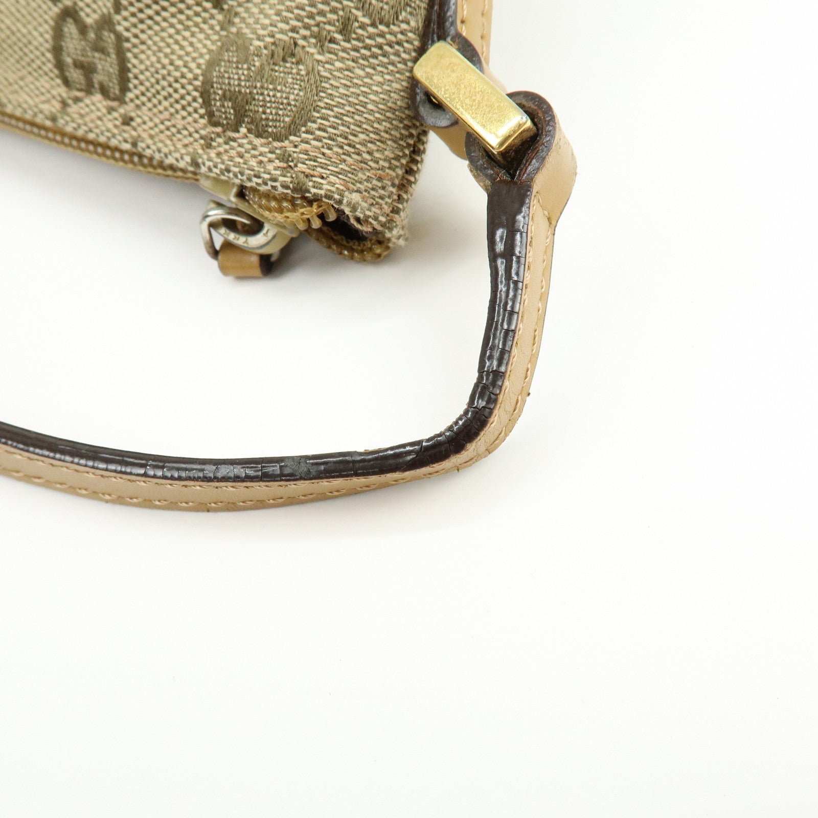 GUCCI Boat Bag GG Canvas Leather Hand Bag Beige Yellow 039・1103