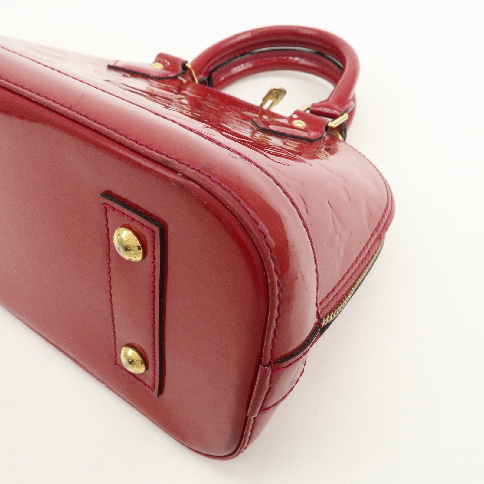 Louis Vuitton Monogram Vernis Alma BB 2Way Hand Bag Rouge M91698