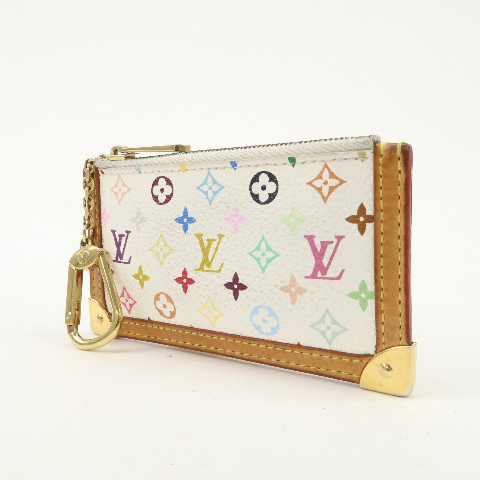 Louis Vuitton Monogram Multicolor Pochette Cles Coin Case Blanc M92655 Used