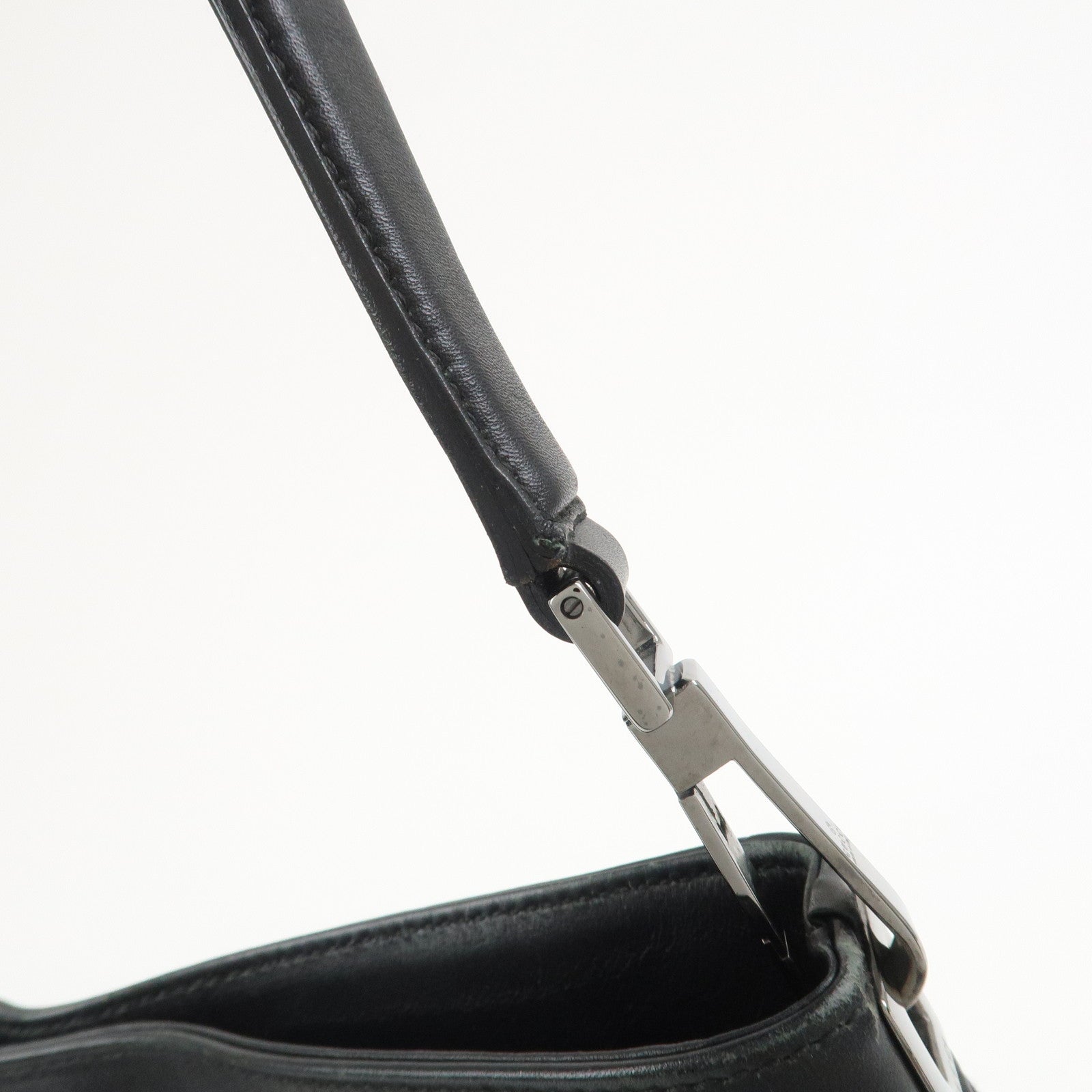 GUCCI Logo GG Canvas Leather Shoulder Bag Hand Bag Black 143745