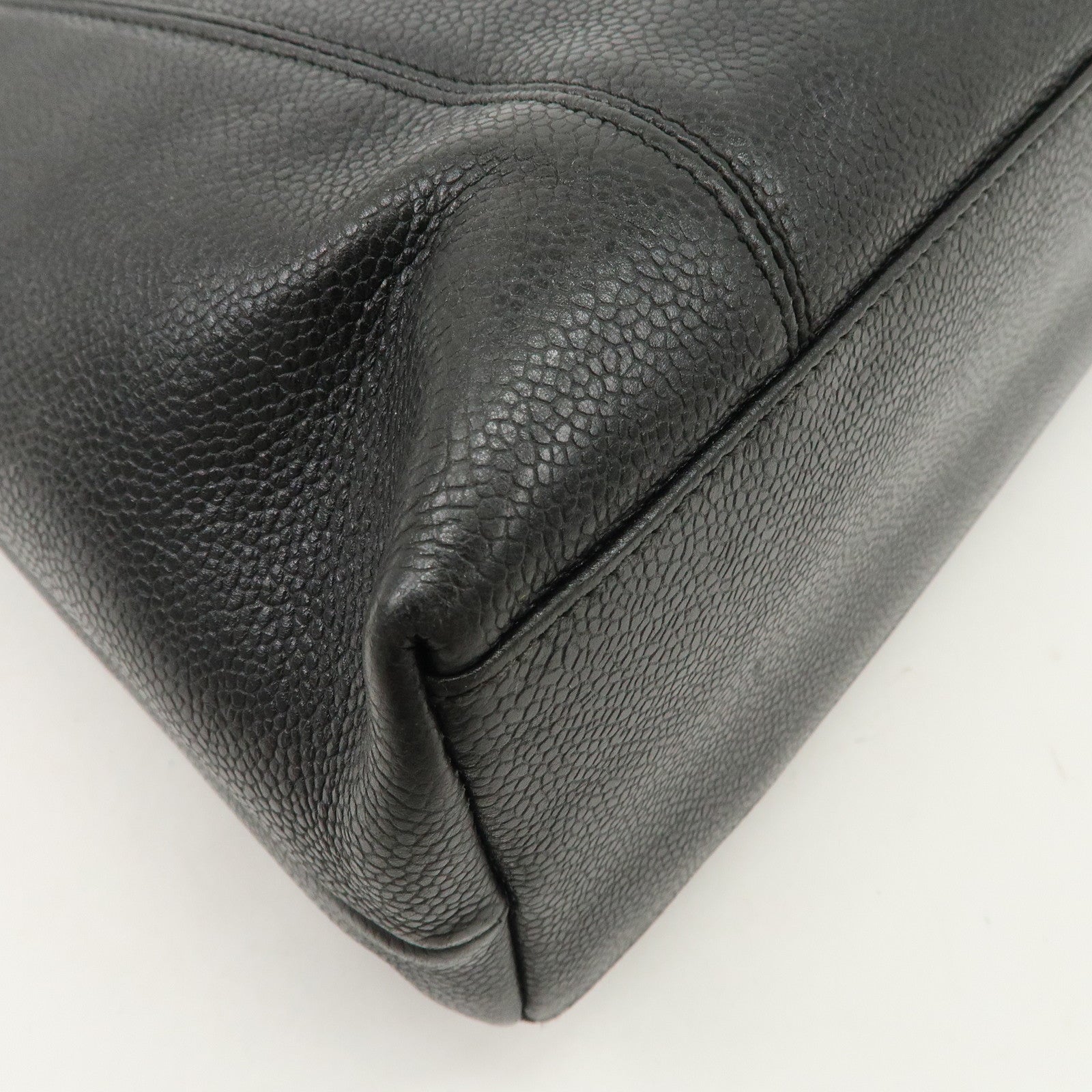 CHANEL Caviarskin Tote Bag Hand Bag Shoulder Bag Black Used
