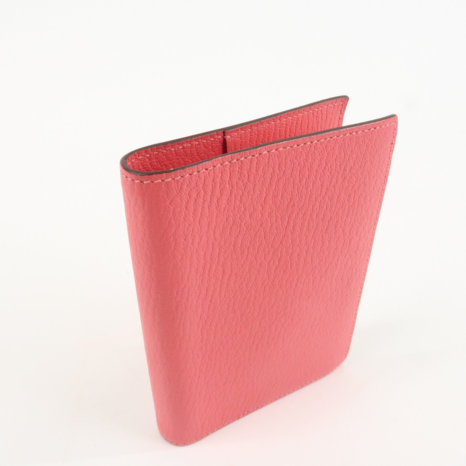 HERMES Leather Agenda PM Planner Cover 笆。X Stamped Rose Azalee Used