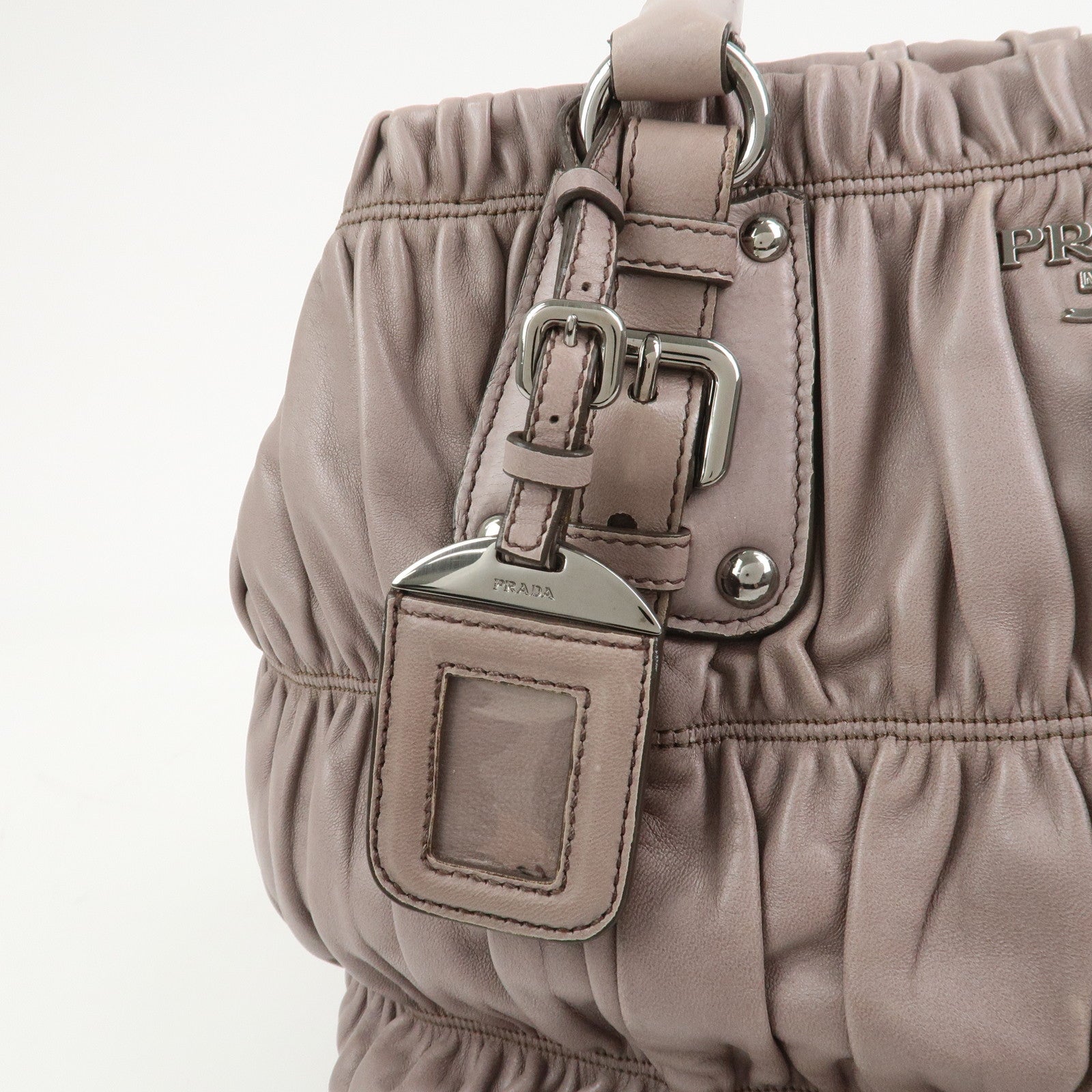 PRADA Logo Nappa Leather 2Way Bag Shoulder Bag Hand Bag Gray