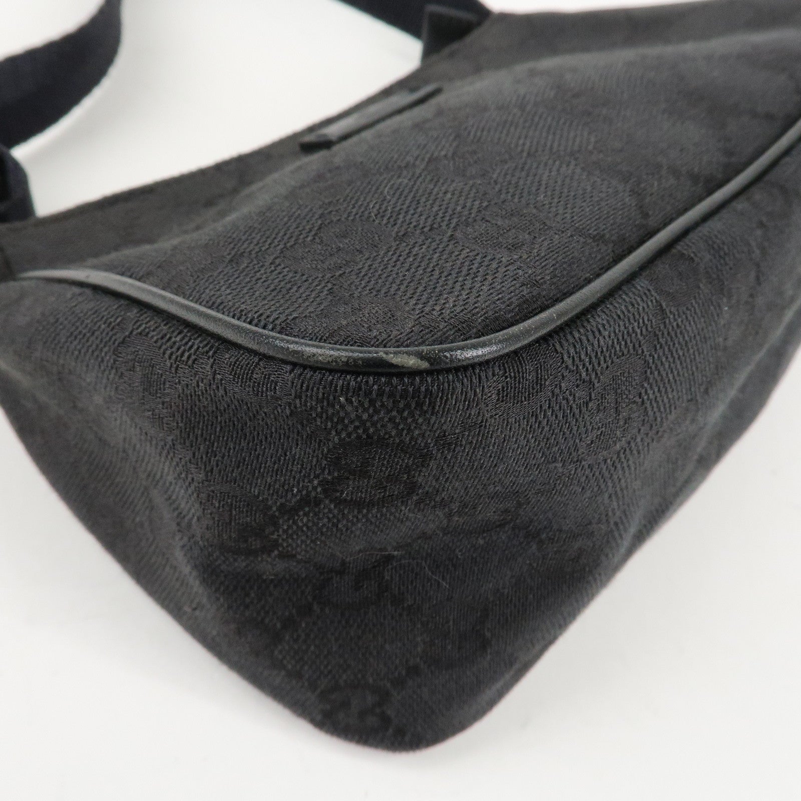 GUCCI GG Canvas Leather Mini Handbag Pouch Black 106644 Used