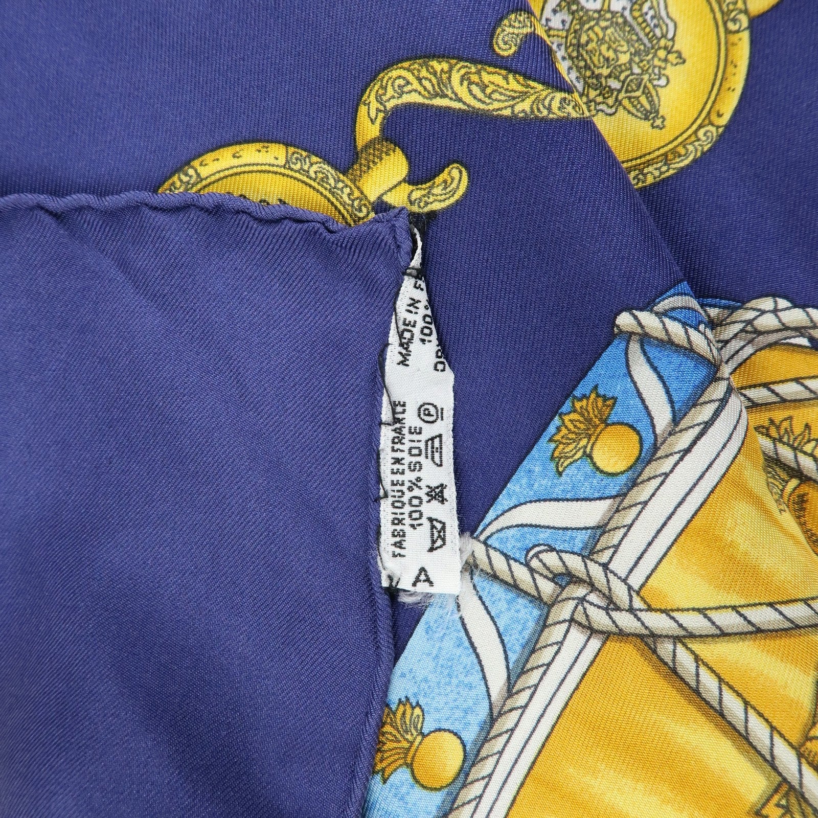 HERMES Carre 90 Set of 2 Silk 100% Scarf Black Navy Yellow