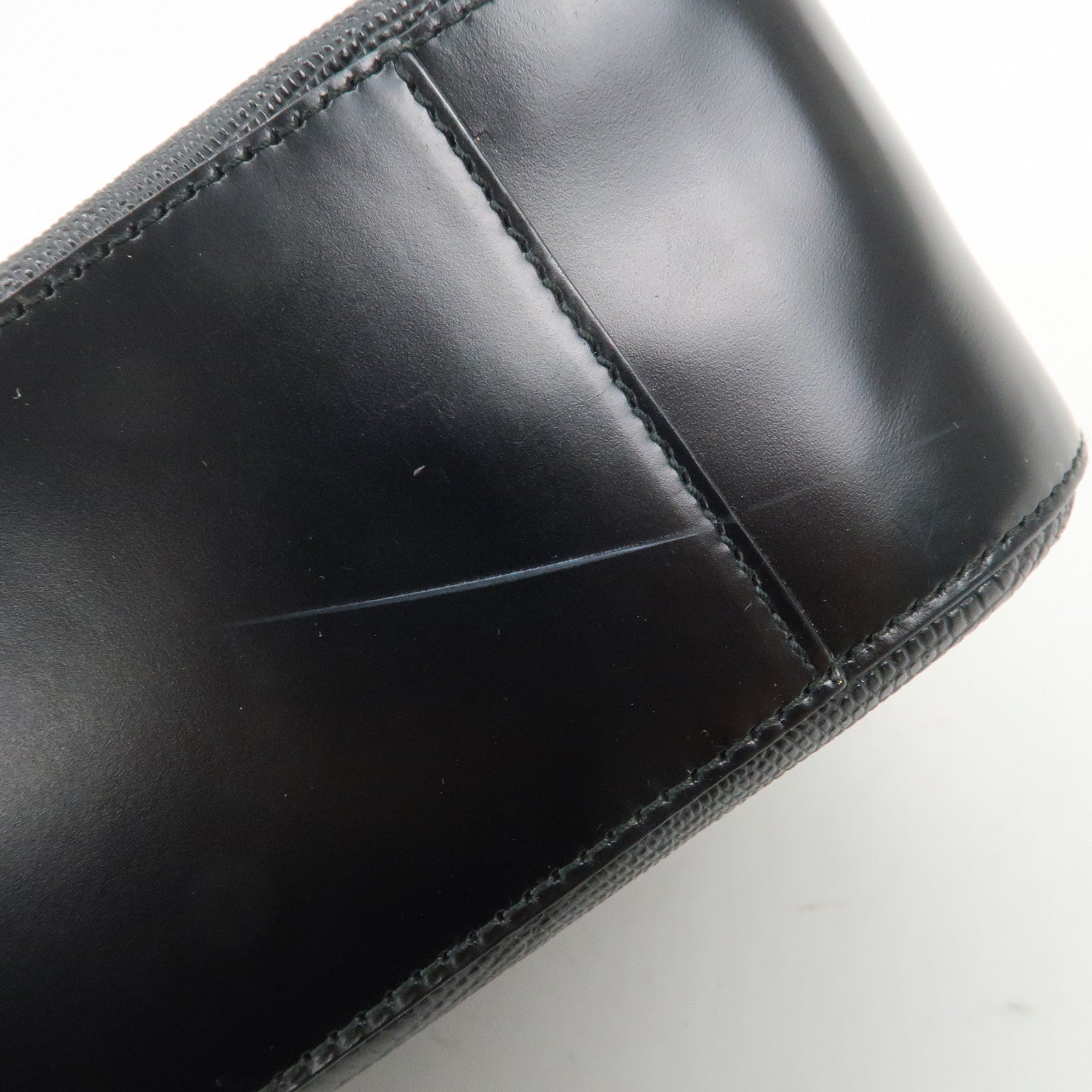 Ferragamo Gancini Embossed Leather Tote Bag Hand Bag Black