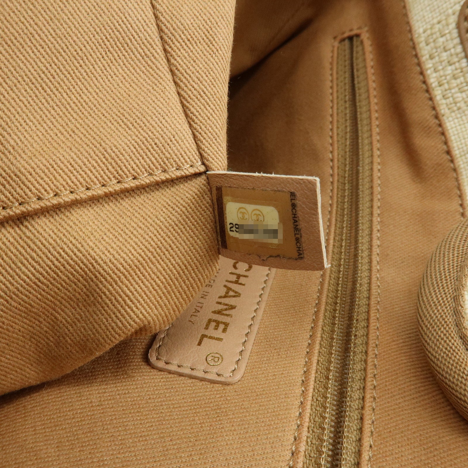 CHANEL Deauville MM Straw Leather Tote Shoulder Bag Beige A67001