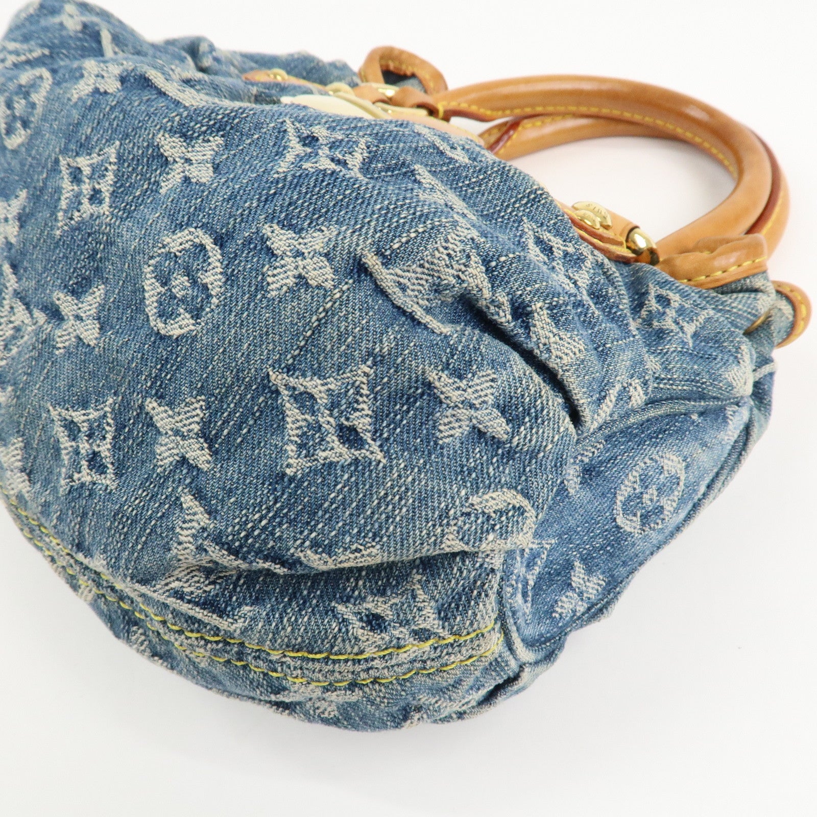 Louis Vuitton Monogram Denim Pleaty Hand Bag Blue M95020
