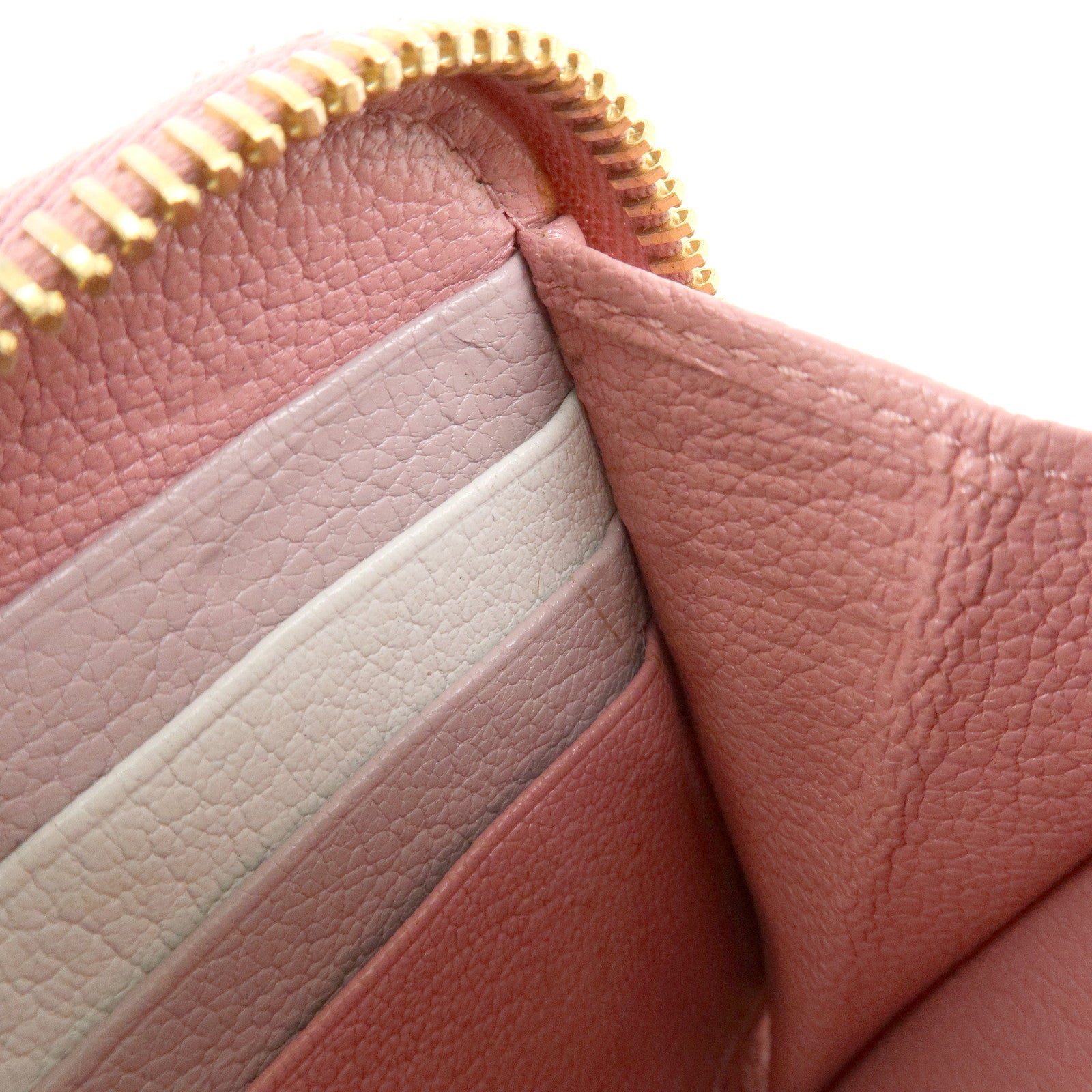MIU MIU Leather Round Zippy Wallet Long Wallet Pink 5ML506 Used