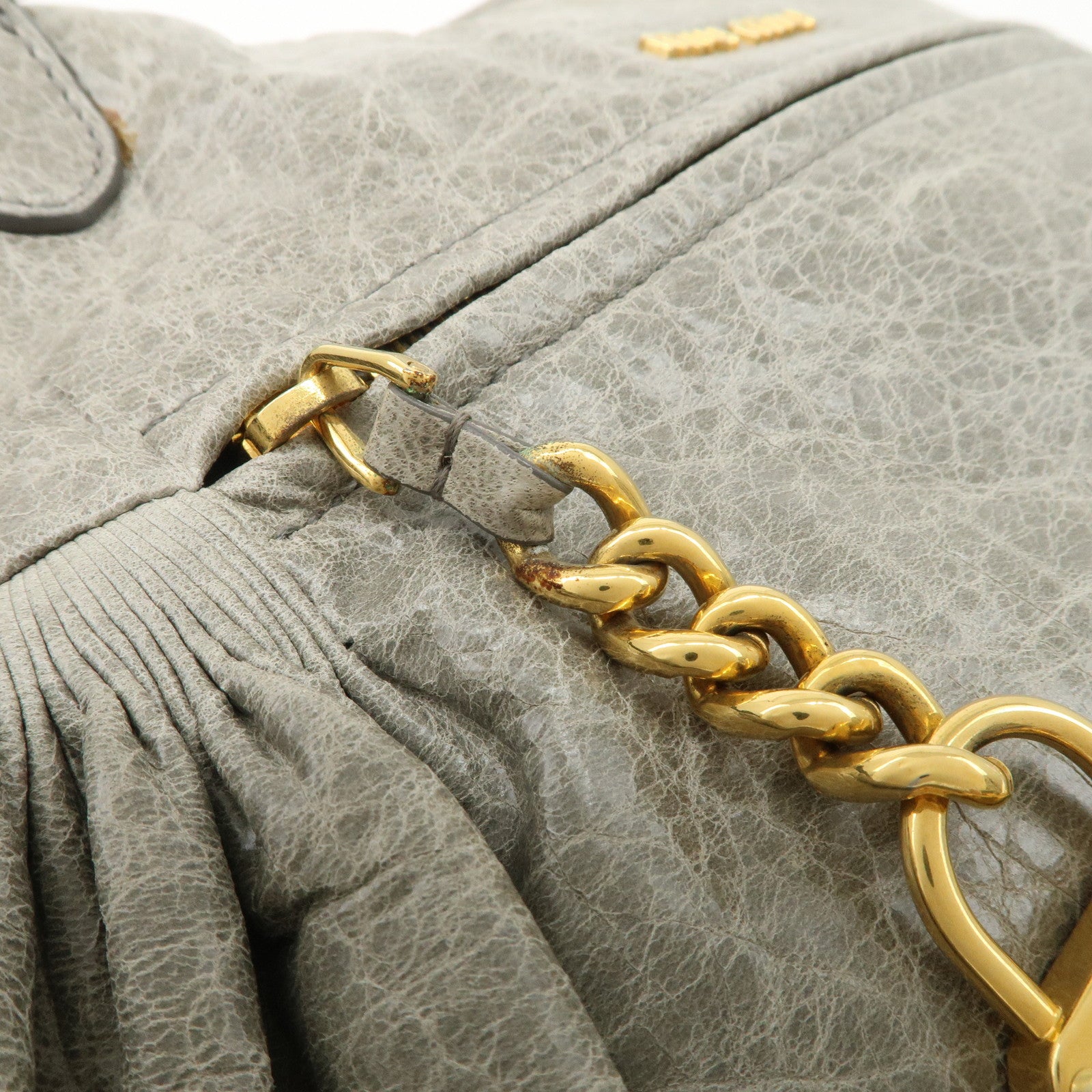 MIU MIU Nappa Leather Hand Bag Emerald Green Used