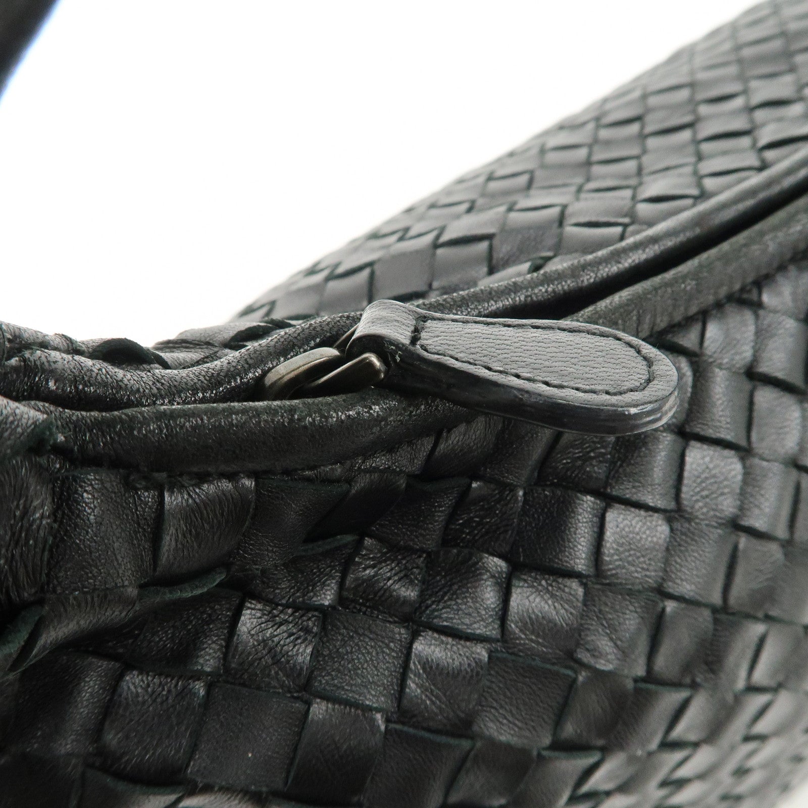 BOTTEGA VENETA Intrecciato Hobo Leather Shoulder Bag Black 232499