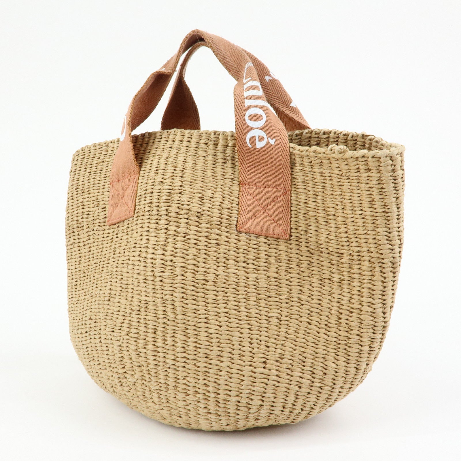Chloe Mifuko Raffia Canvas Hand Bag Tote Bag Natural Beige