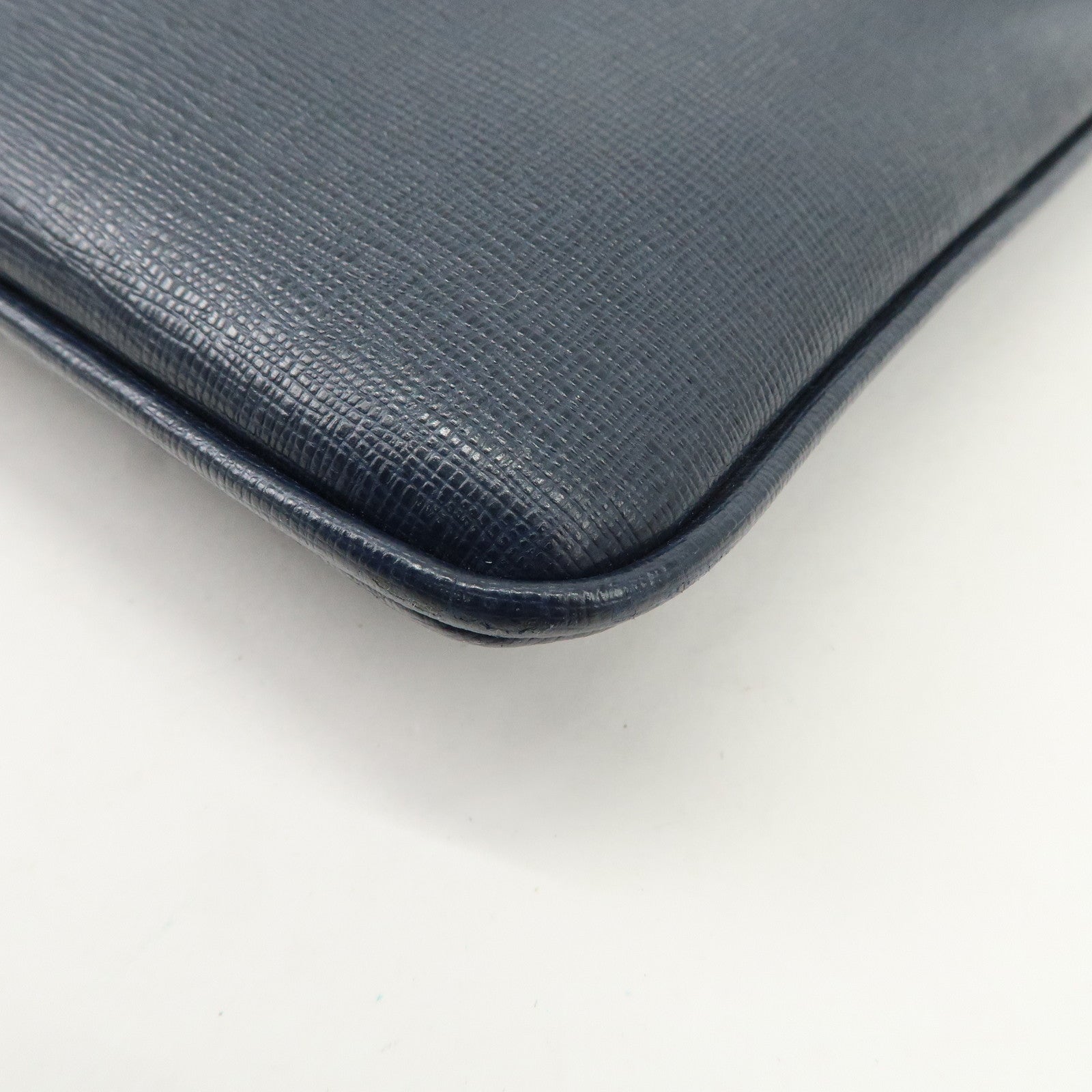 FENDI Logo Leather Shoulder Bag Crossbody Bag Navy 7VA357 Used