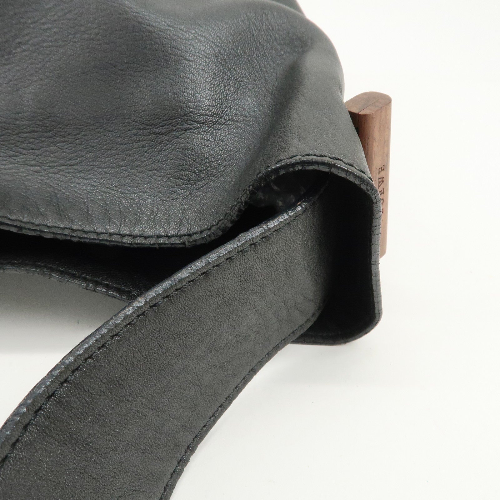 LOEWE Logo Leather Shoulder Bag Hand Bag Black