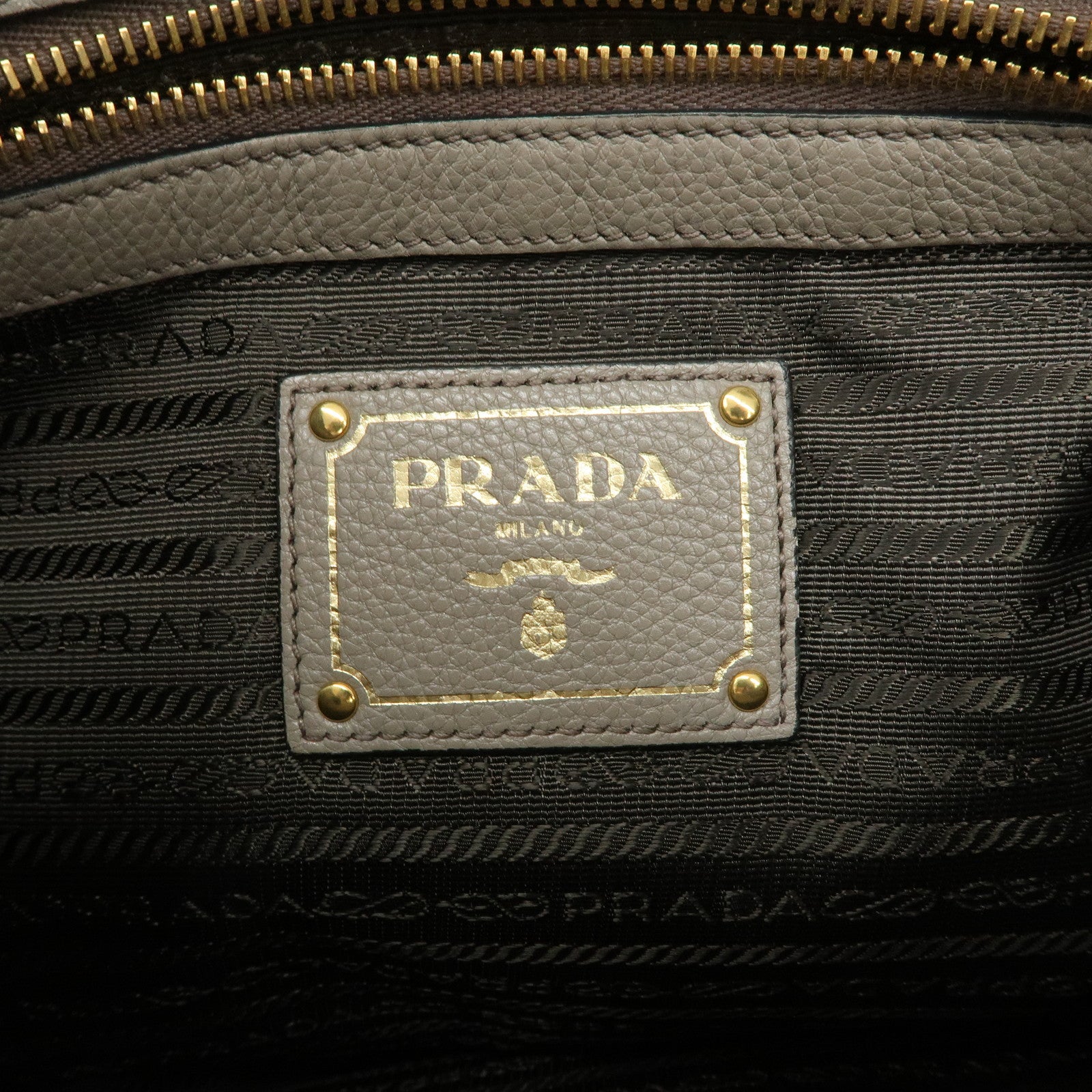 PRADA Logo Leather 2Way Bag Hand Bag Shoulder Bag Gray 1BA058