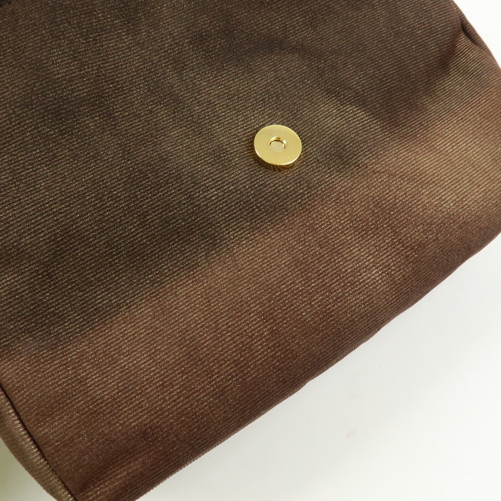 Ferragamo Logo Gancini Canvas Leather Shoulder Bag Brown