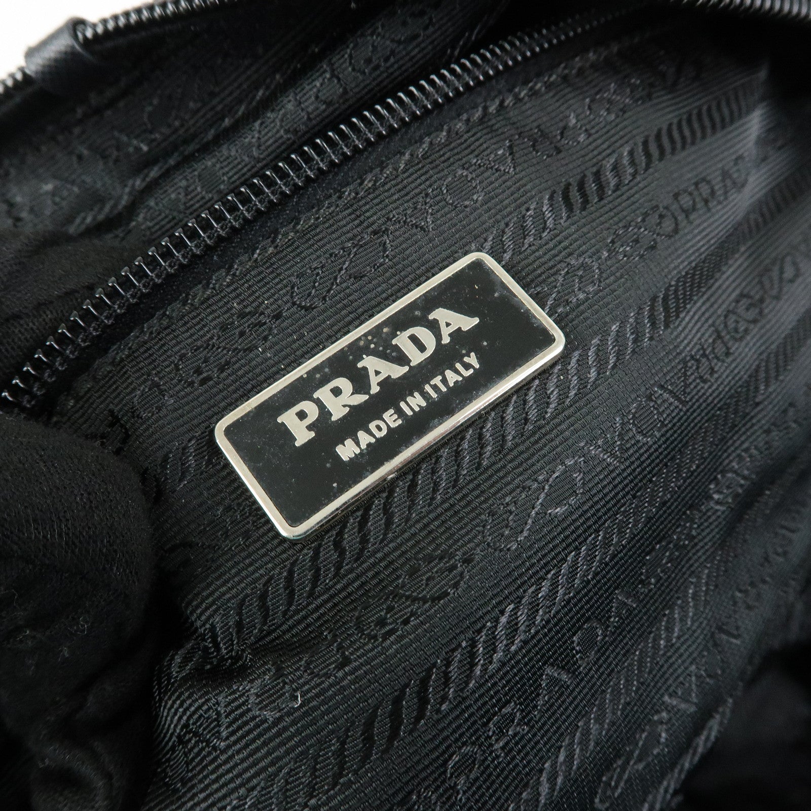 PRADA Triangle Logo Nylon Leather Boston Bag Travel Bag Black