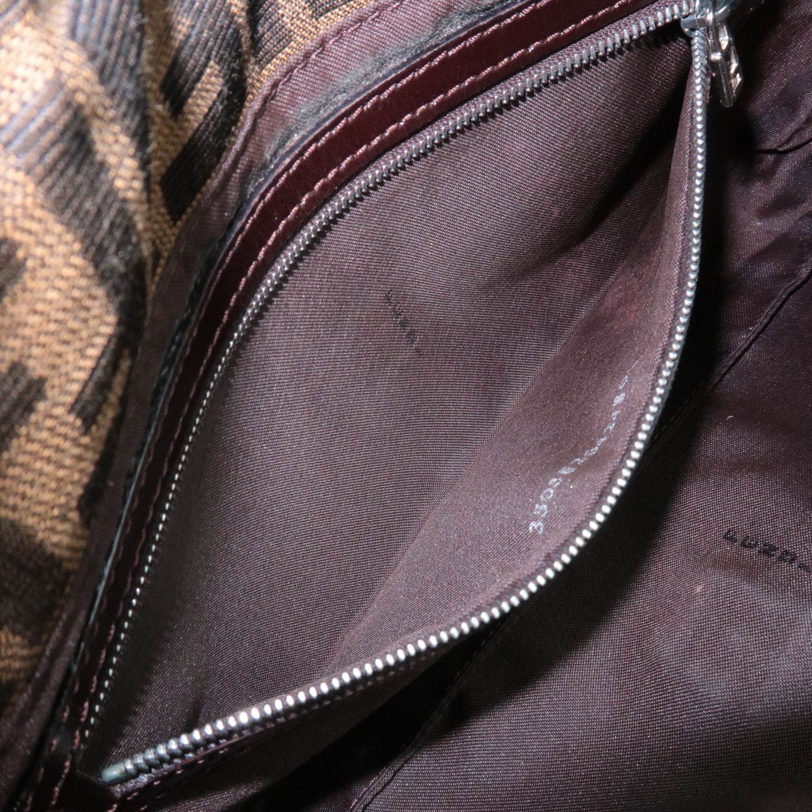 FENDI Zucca Mamma Baguette Canvas Shoulder Bag 26424 Brown Black Used