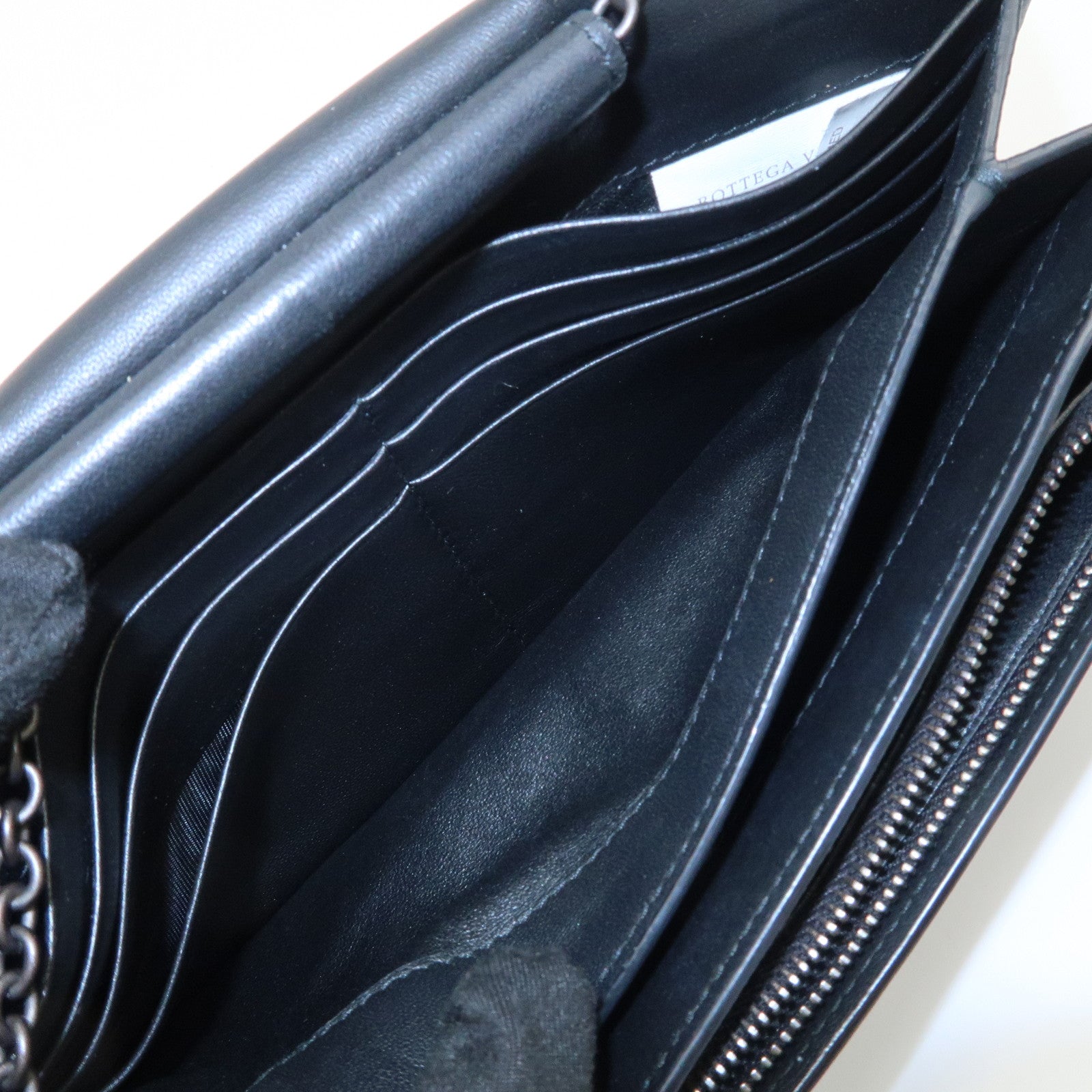 BOTTEGA VENETA Intrecciato Leather Chain Wallet Black