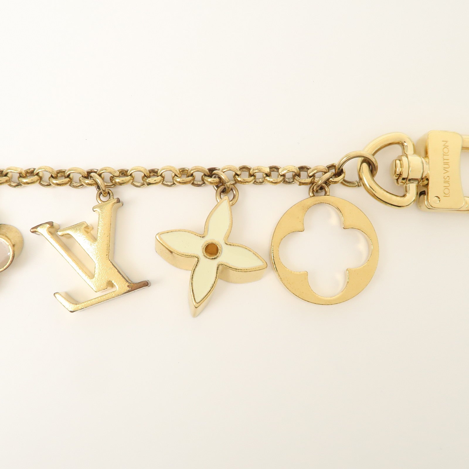 Louis Vuitton Fleur de Monogram Bag Charm Key Chain Gold M65111